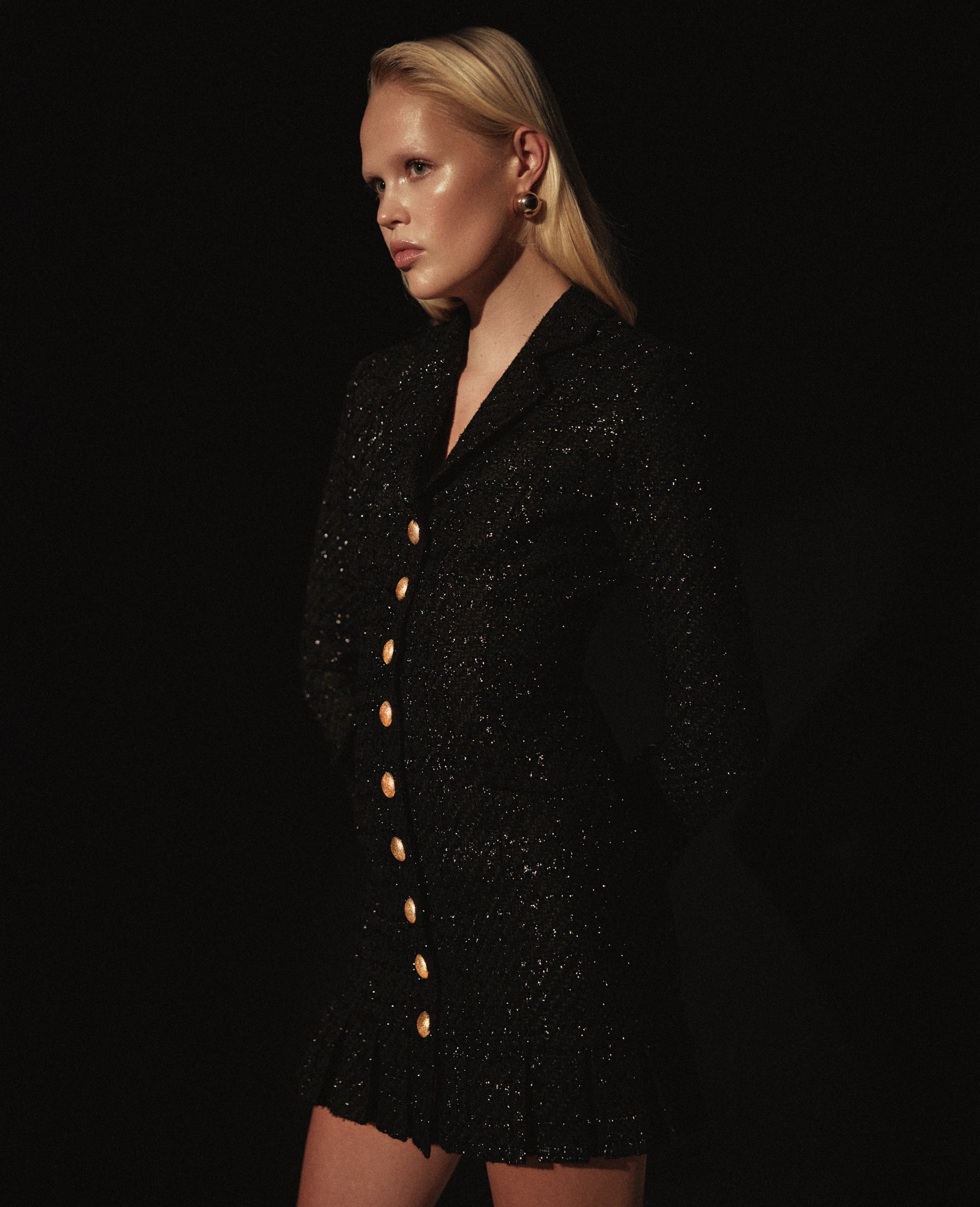 Black tweed mini dress