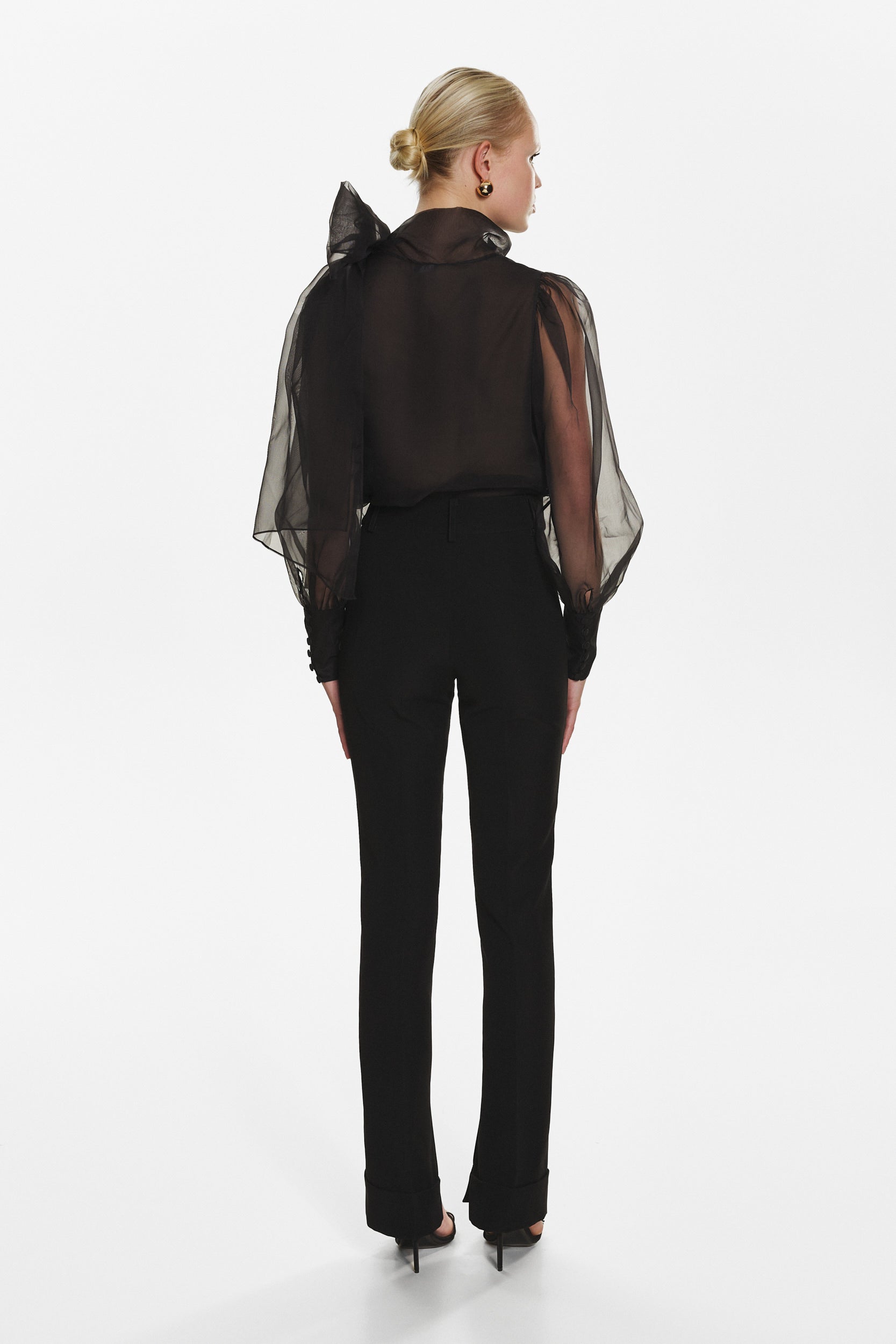 Sheer black organza-silk blouse