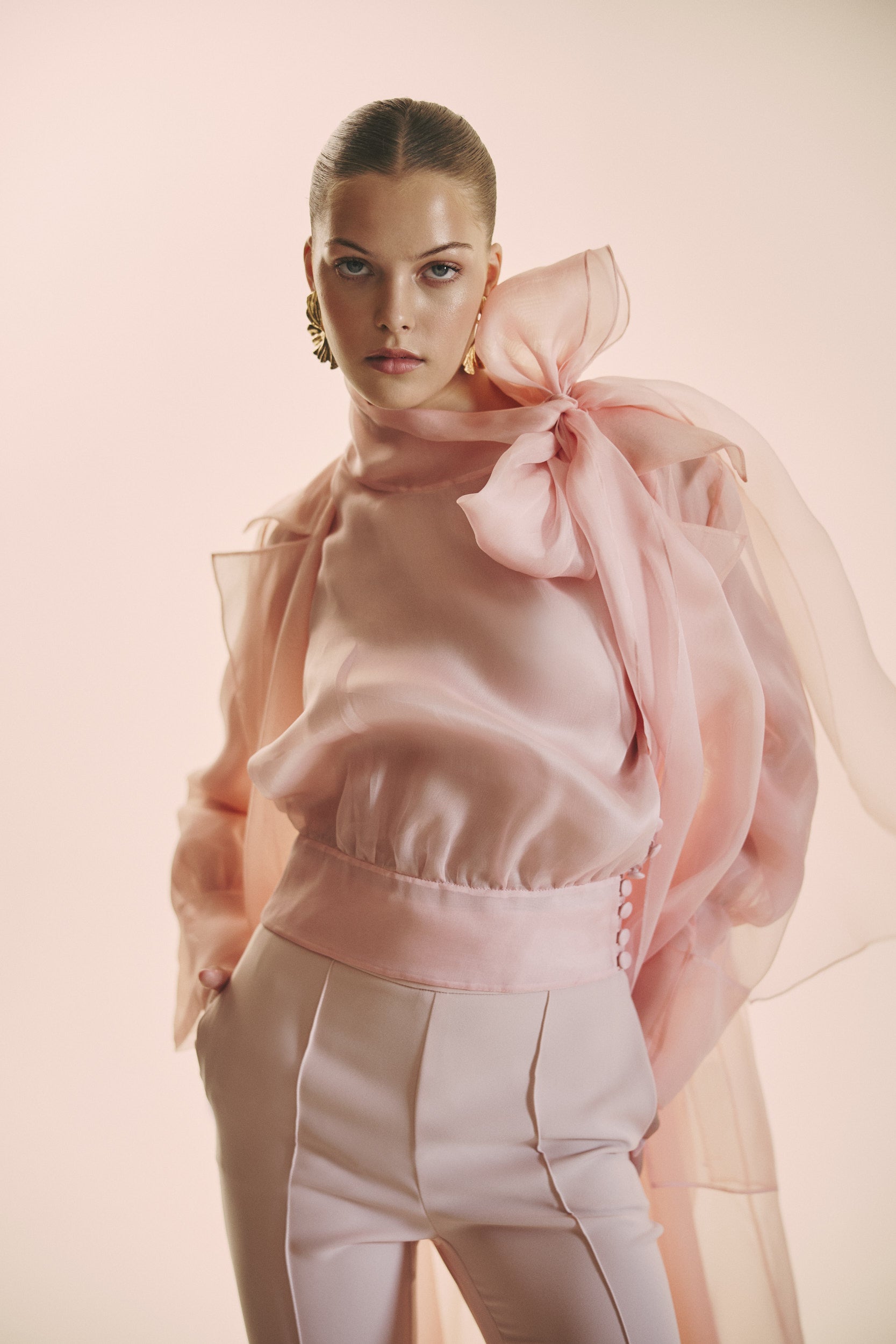 Flawless Pink Bow Blouse