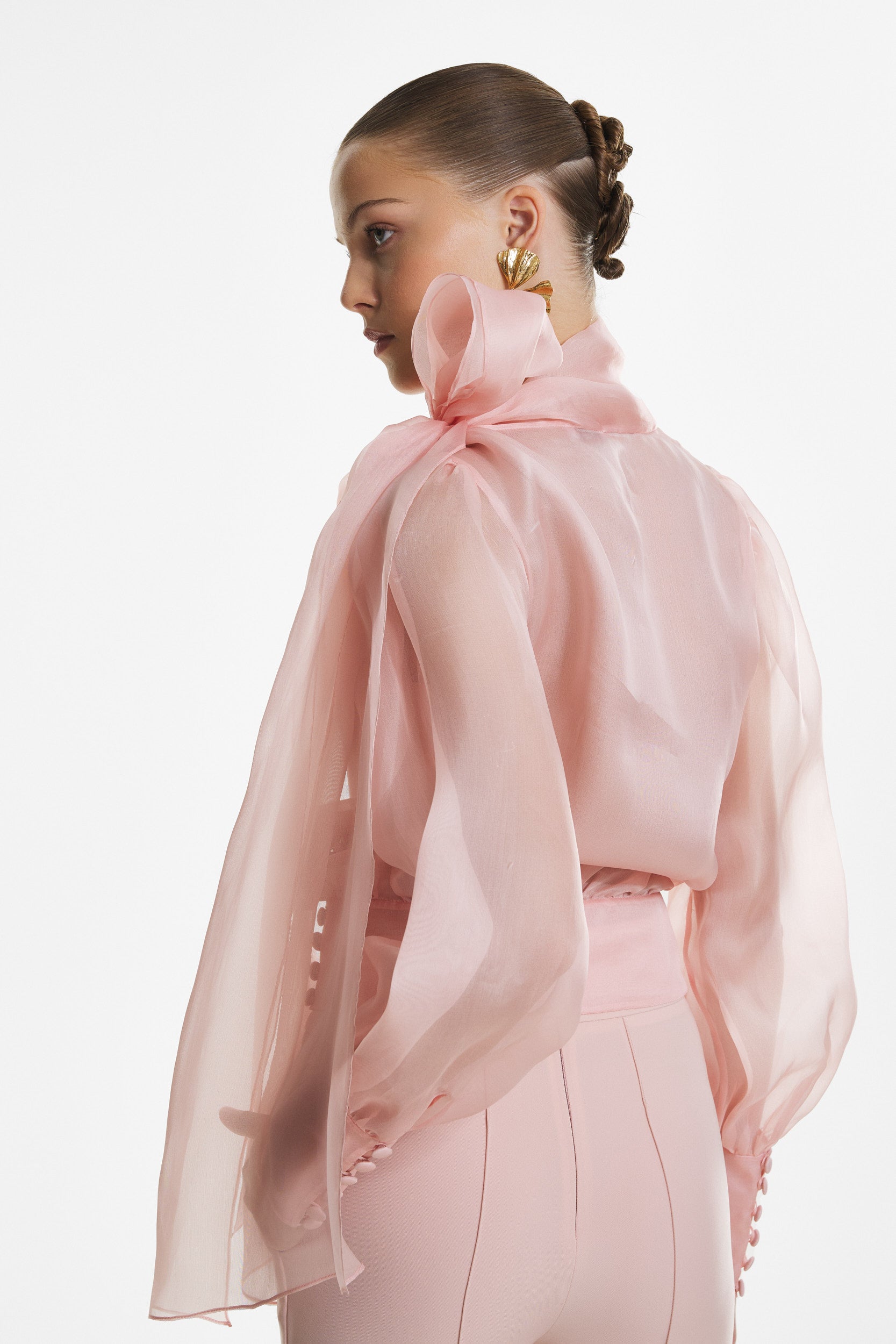 High rise trousers in pastel pink