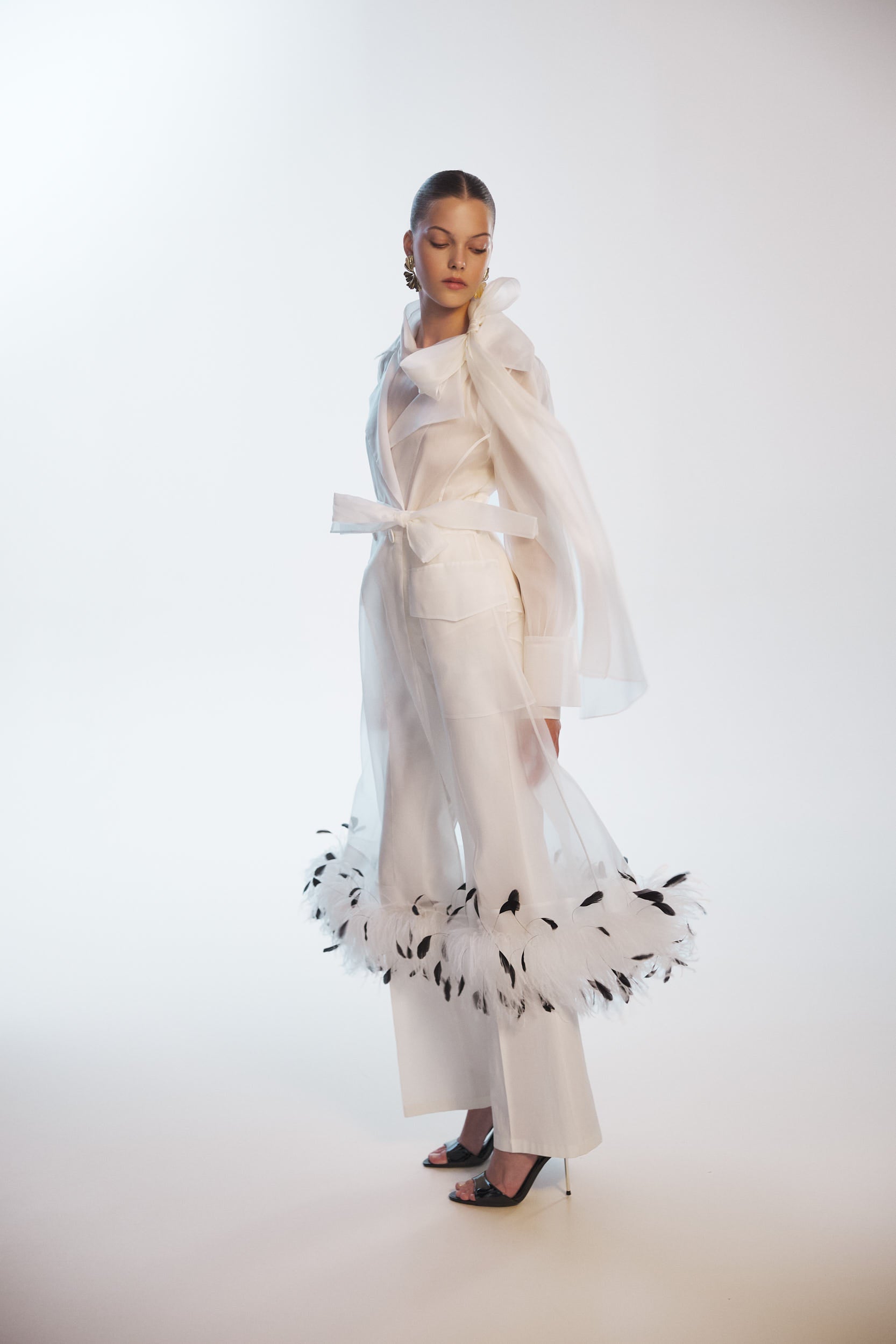 Sheer white organza-silk blouse