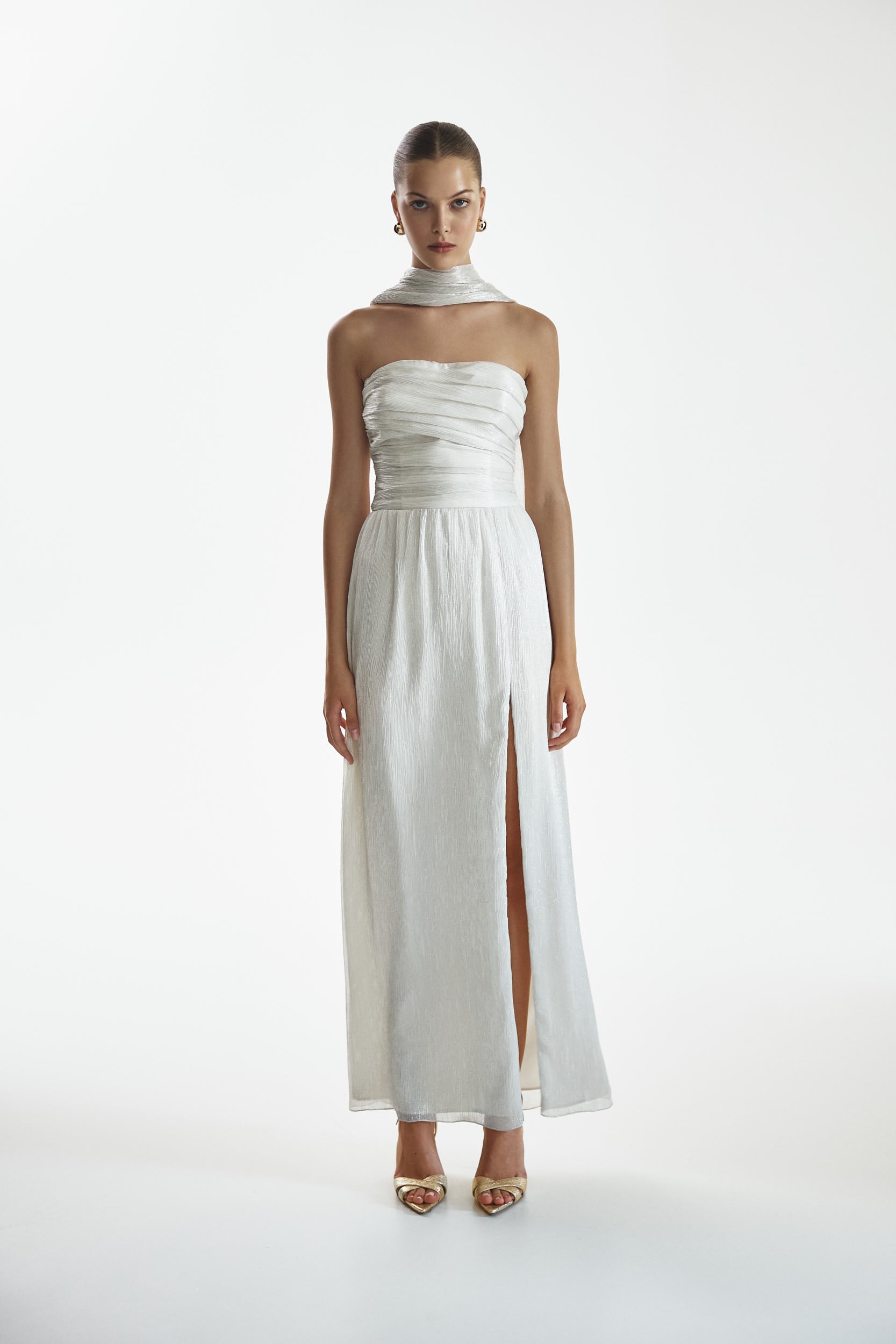 Strapless corset pearl dress