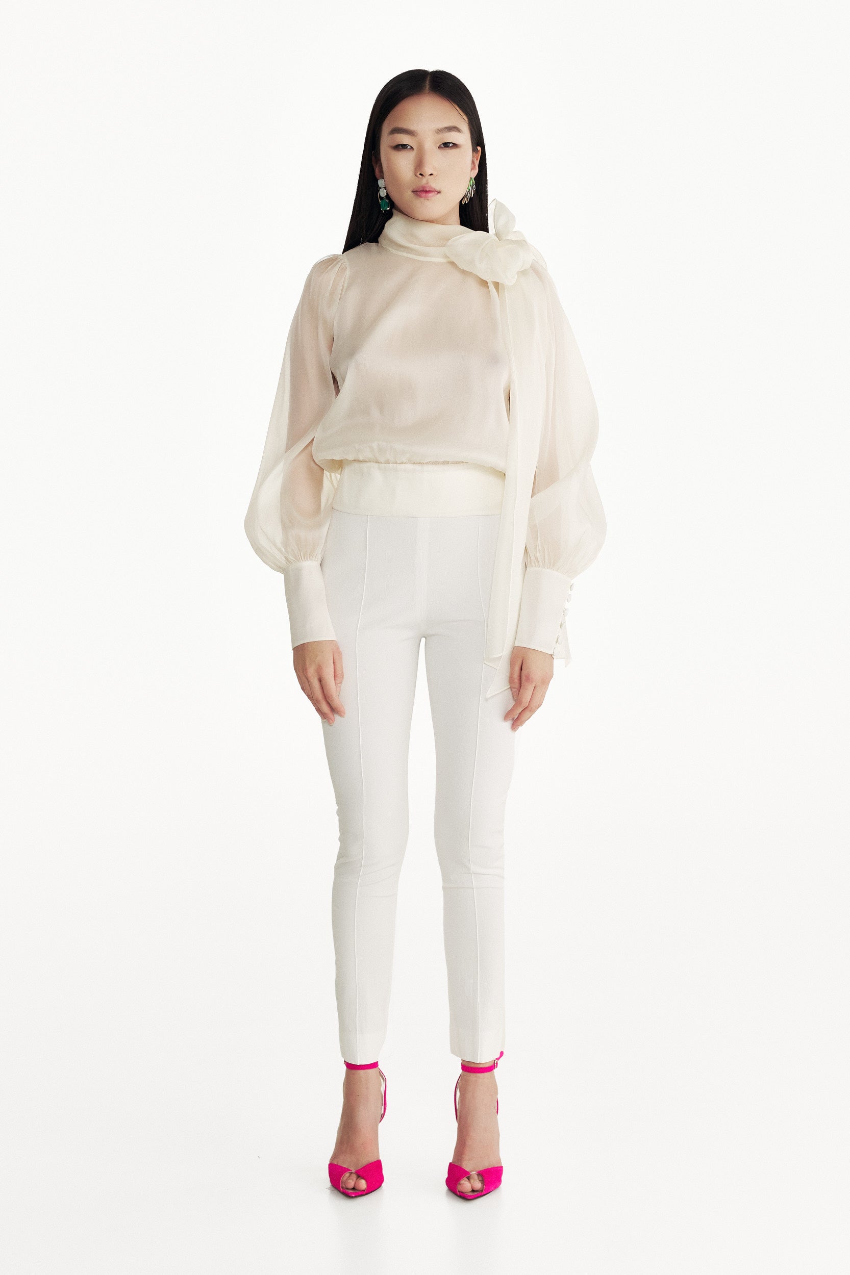 Flawless Beige Bow Blouse