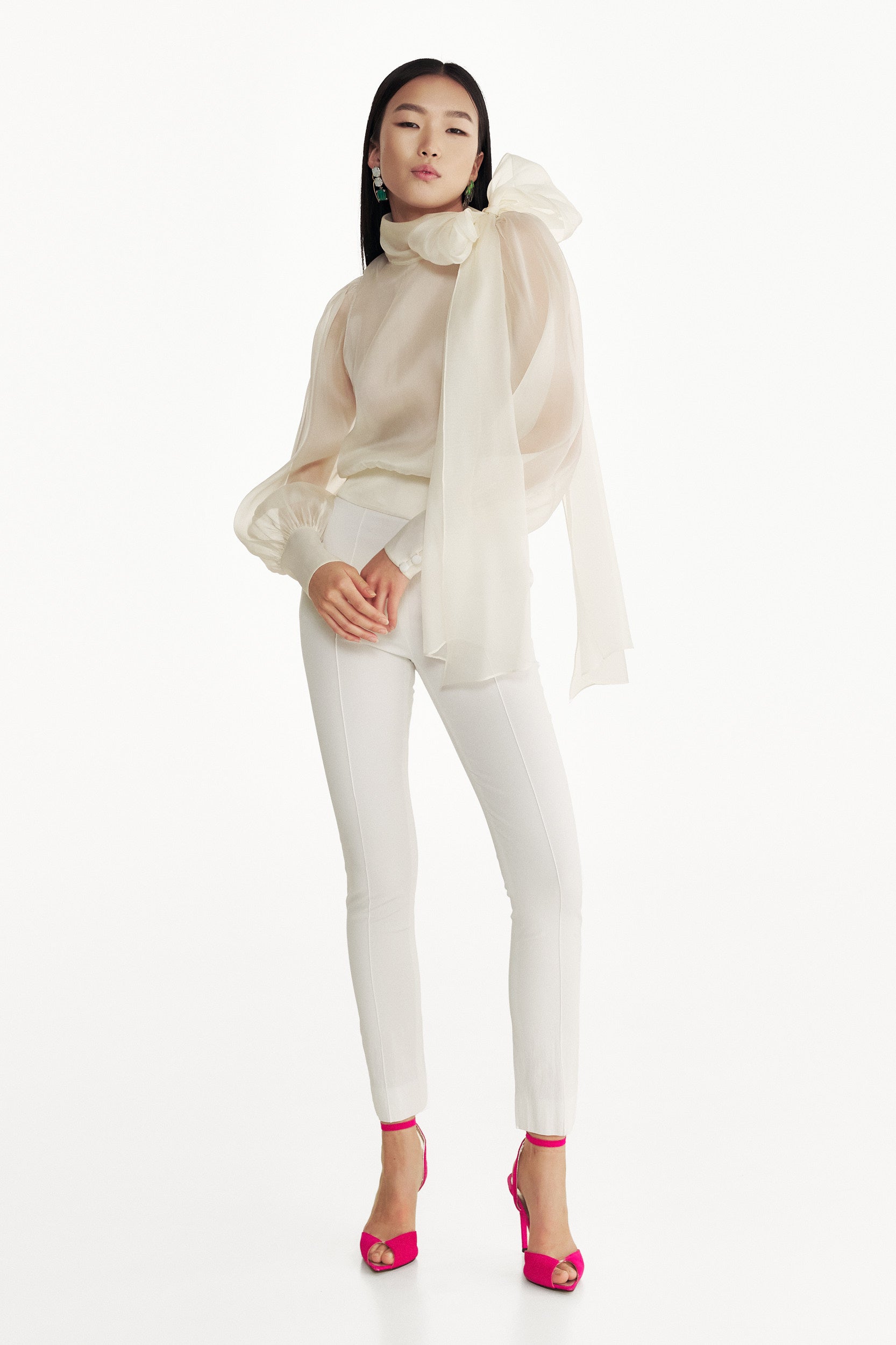 Flawless Beige Bow Blouse