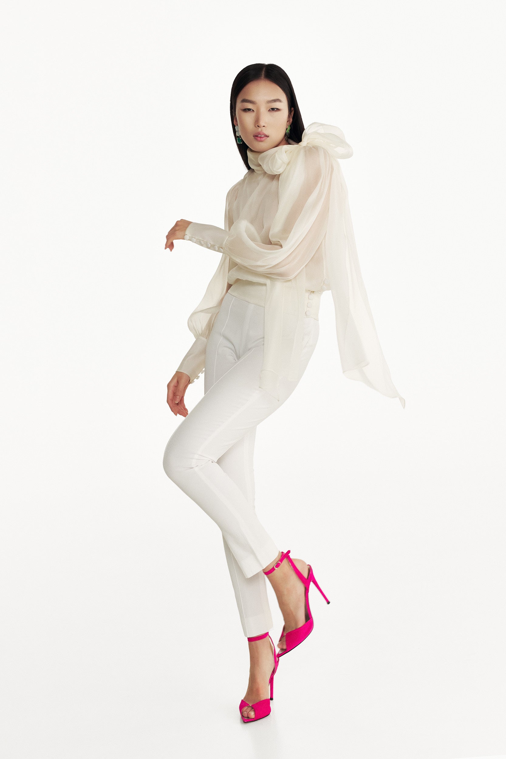 Flawless Beige Bow Blouse