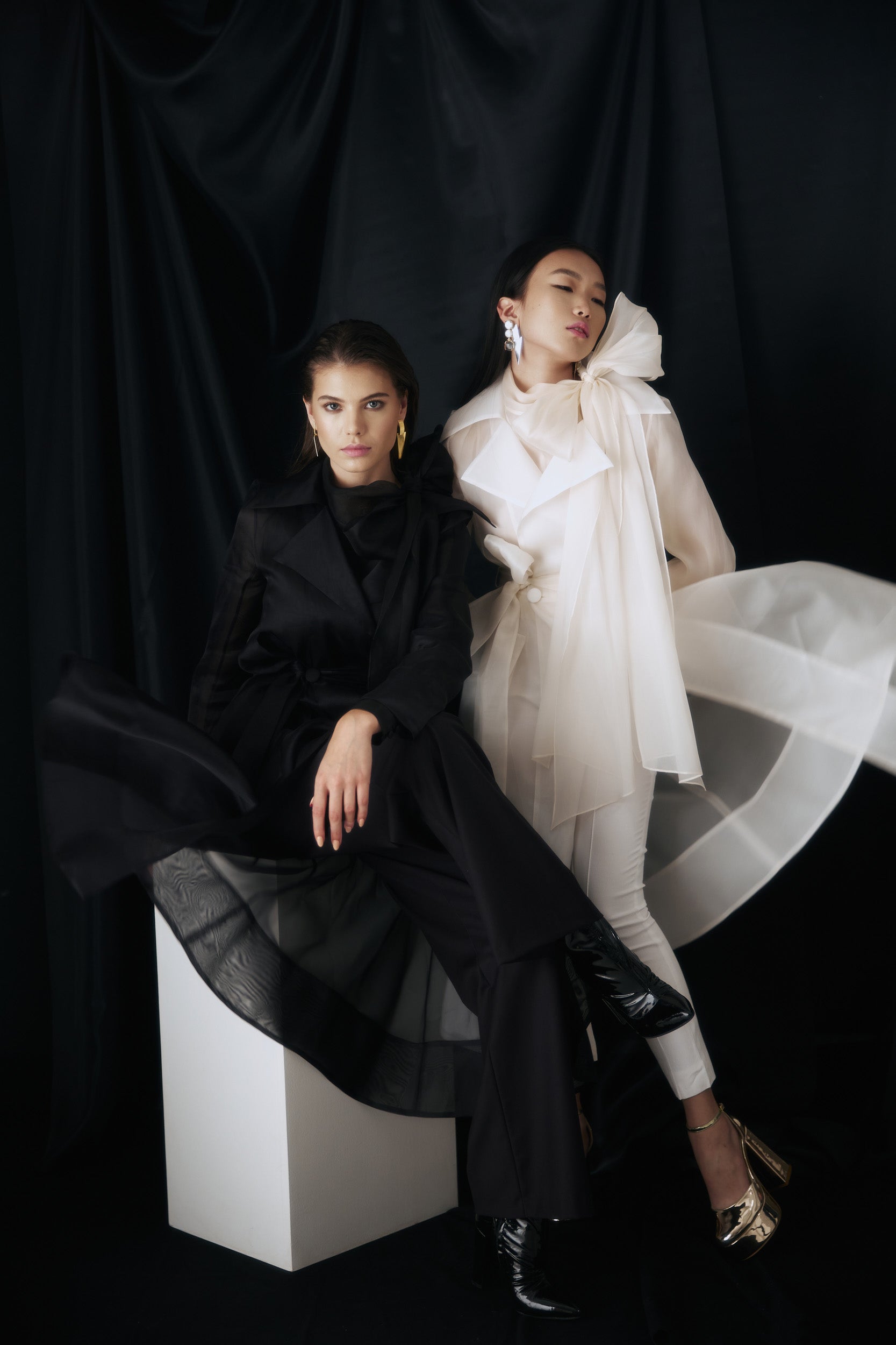 See Through White Organza Trench Dress