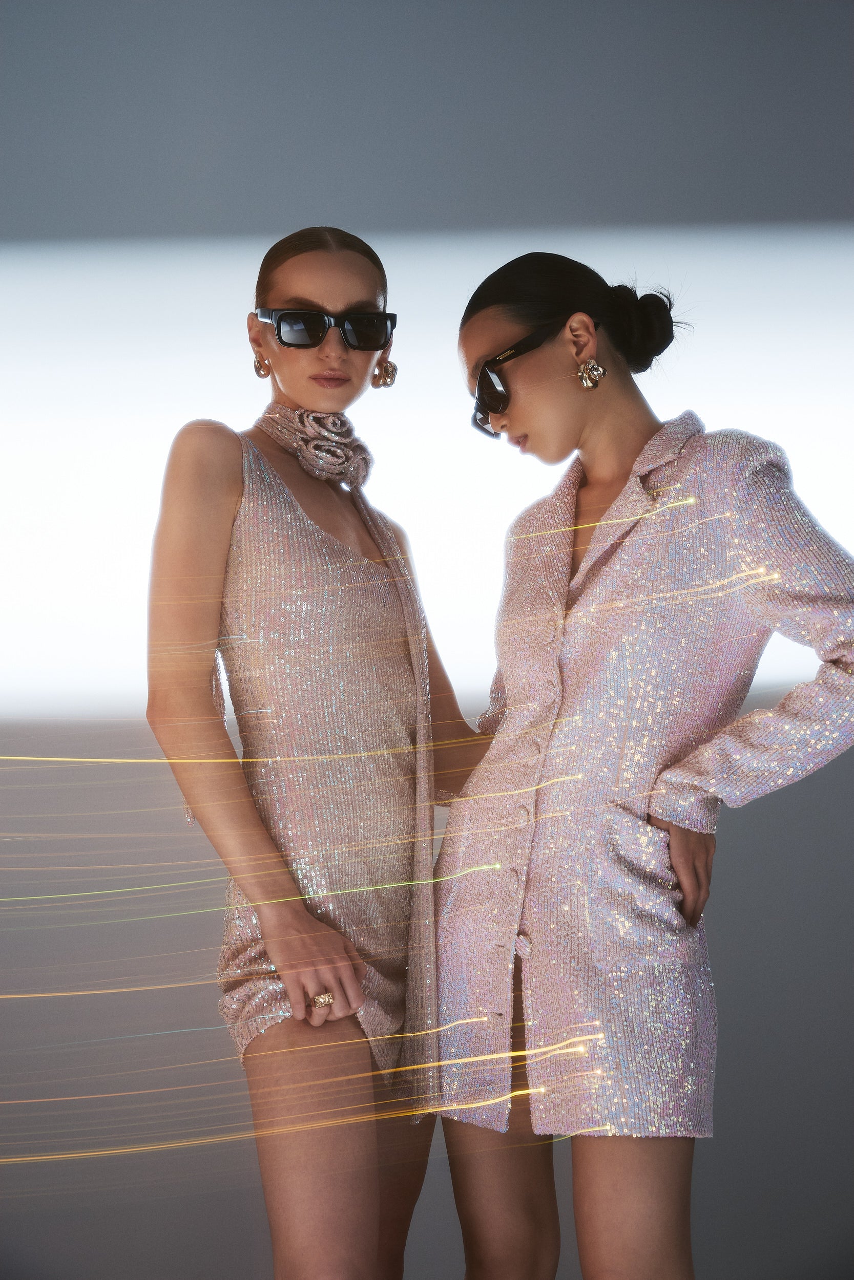 Sequin-embellished minidress in pink