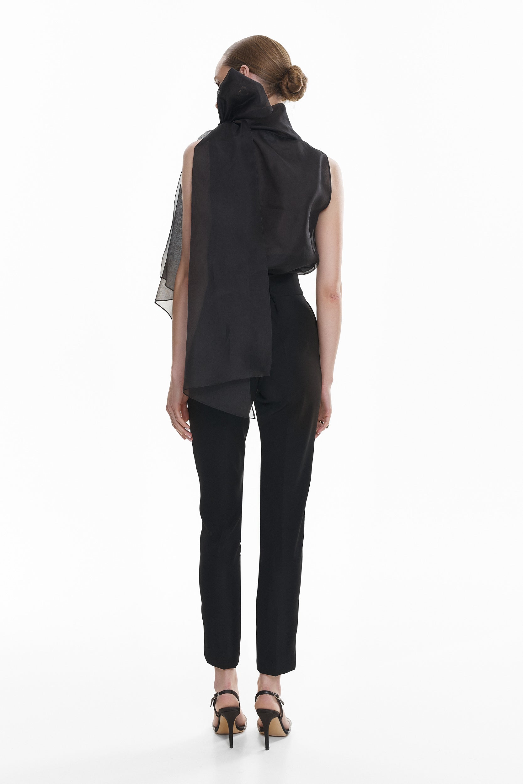 Short-Sleeve Flawless Black Bow Blouse
