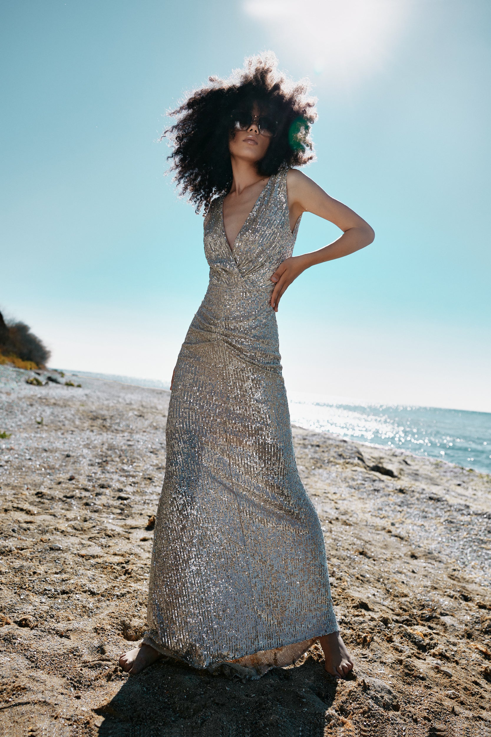 All Eyes On You Silver Sequin Gown