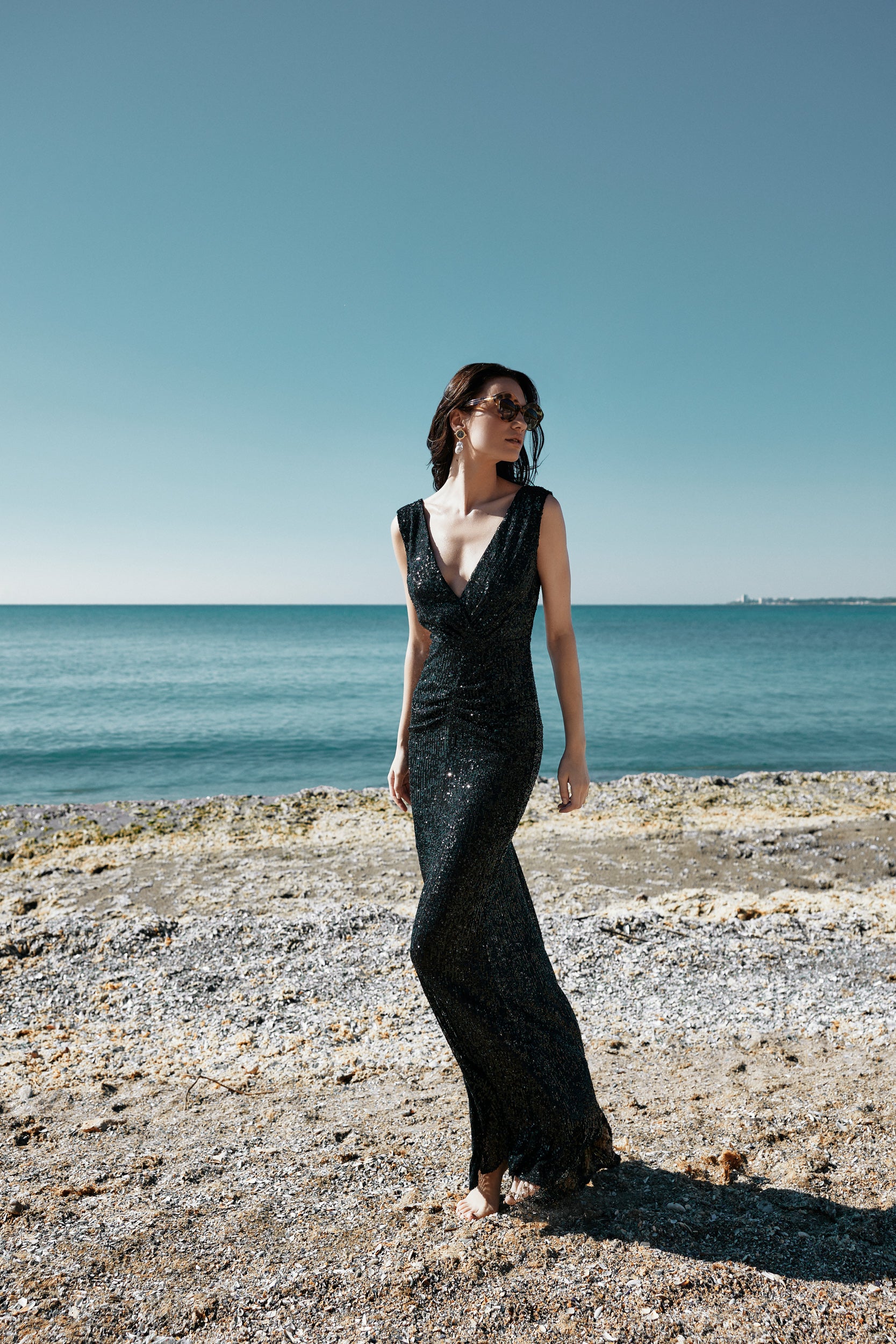All eyes on you black sequin gown