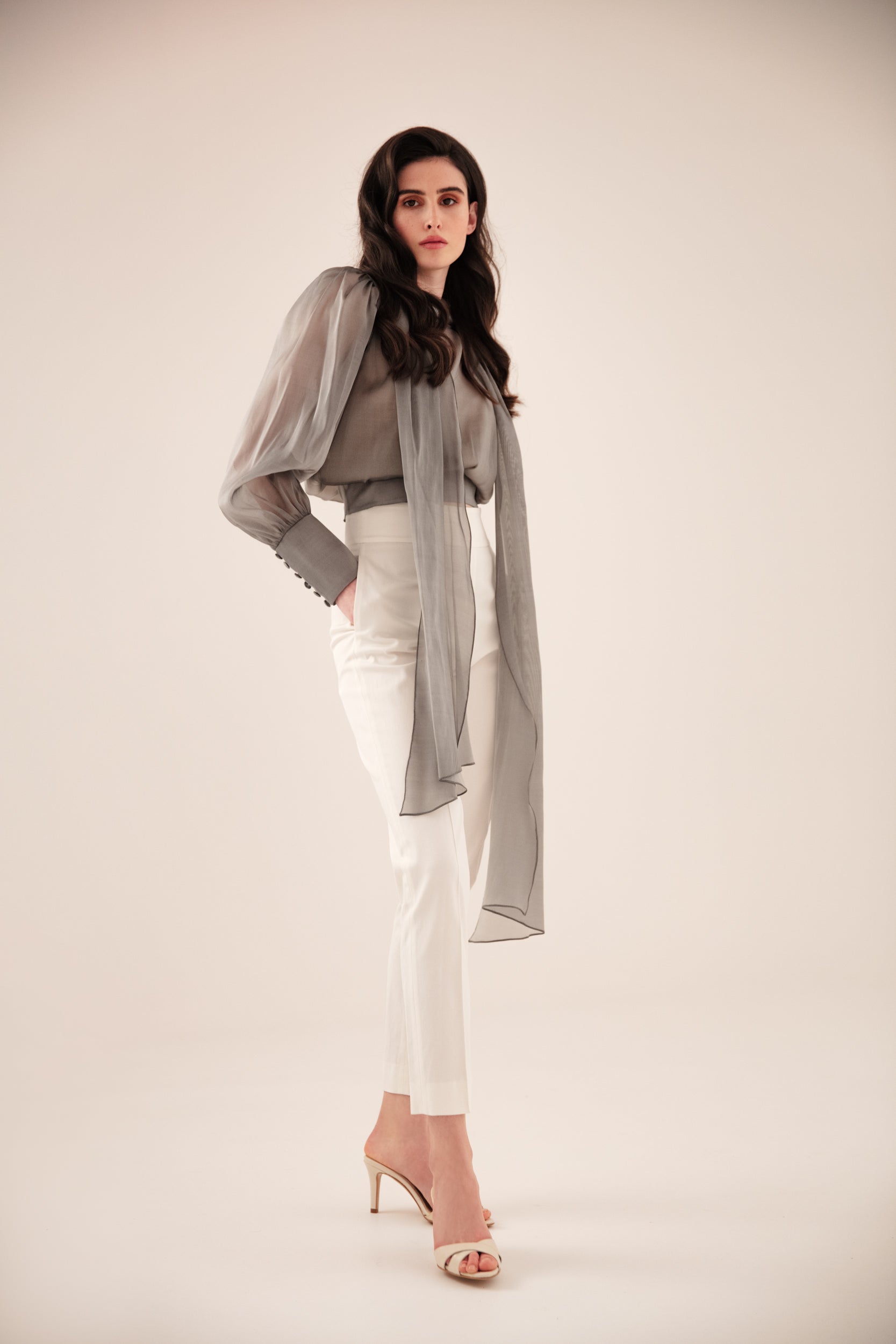 Flawless Grey Bow Blouse