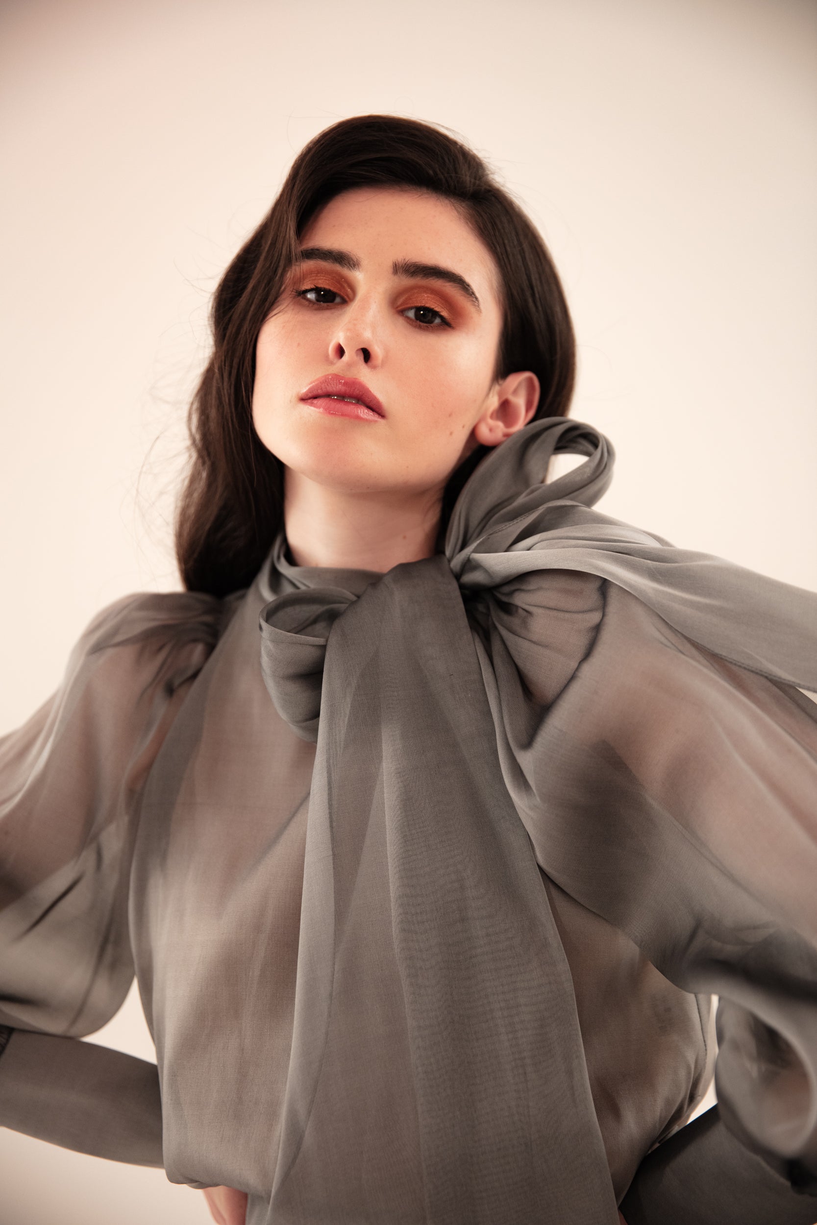 Flawless Grey Bow Blouse