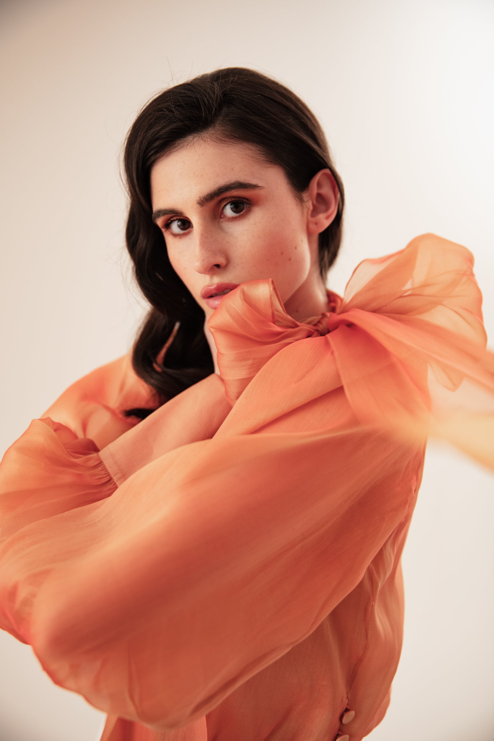 Flawless Orange Bow Blouse