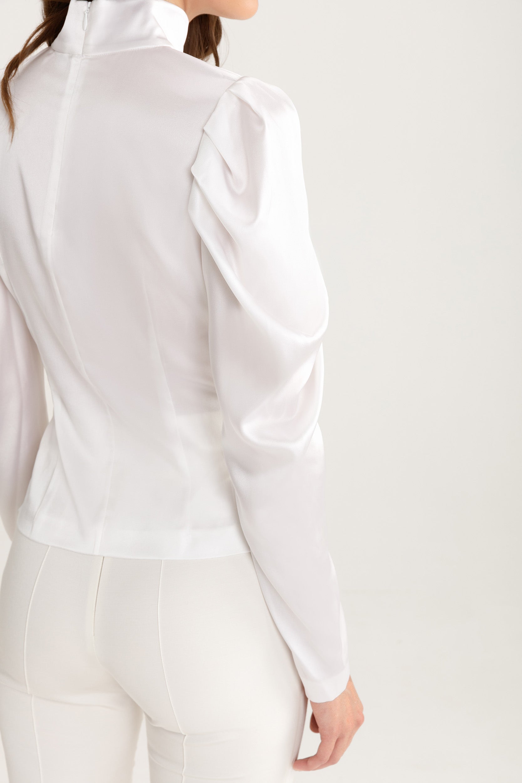 High-neck top in white