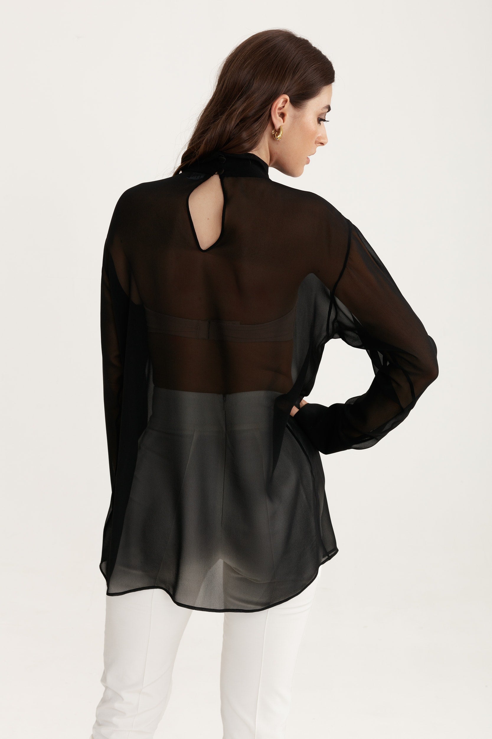 Oversized Silk Blouse in Black