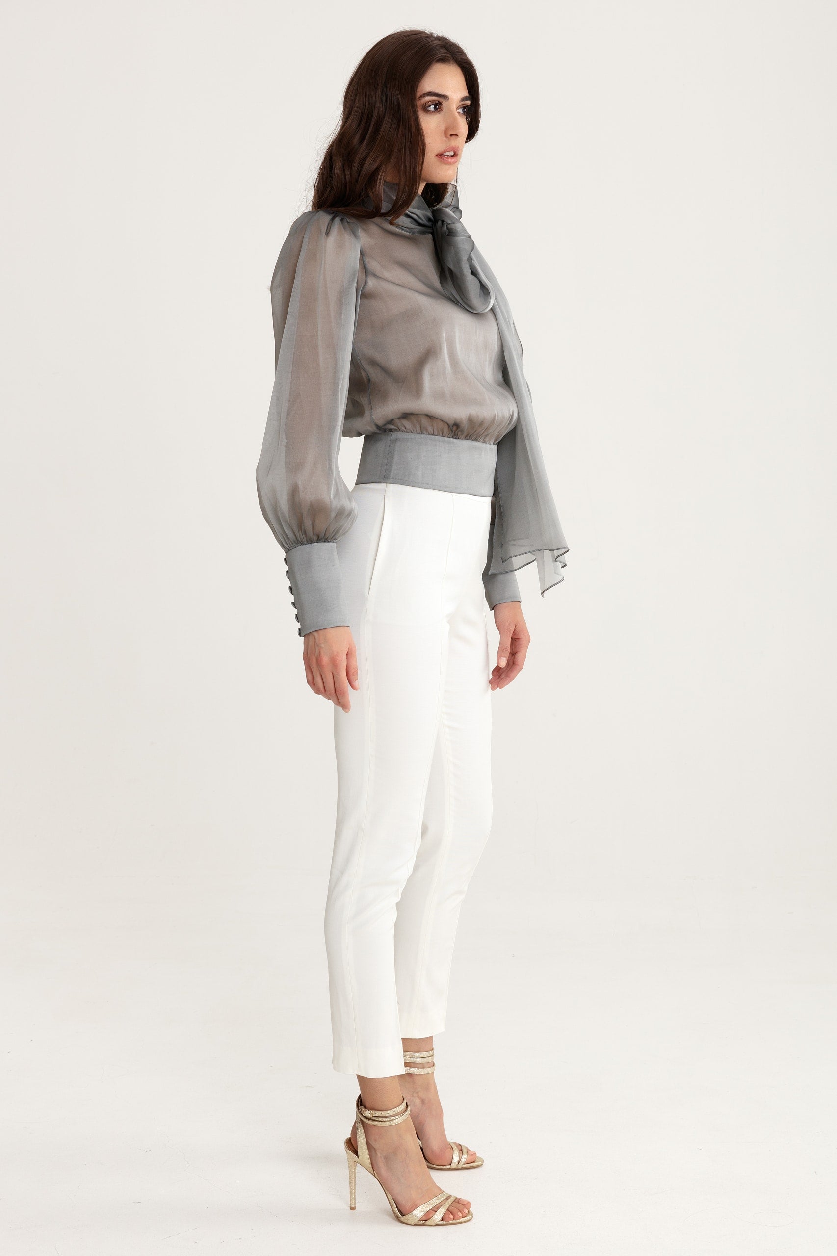 Flawless Grey Bow Blouse