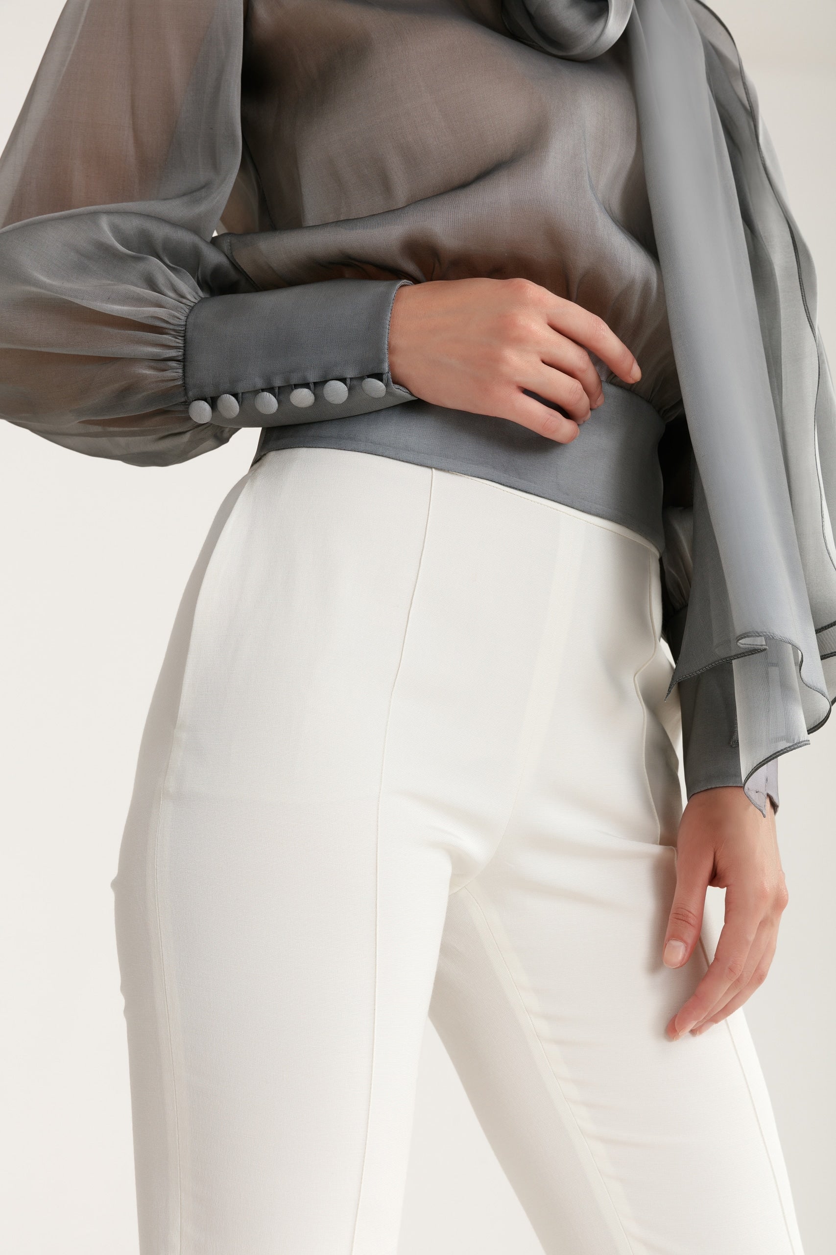 Flawless Grey Bow Blouse