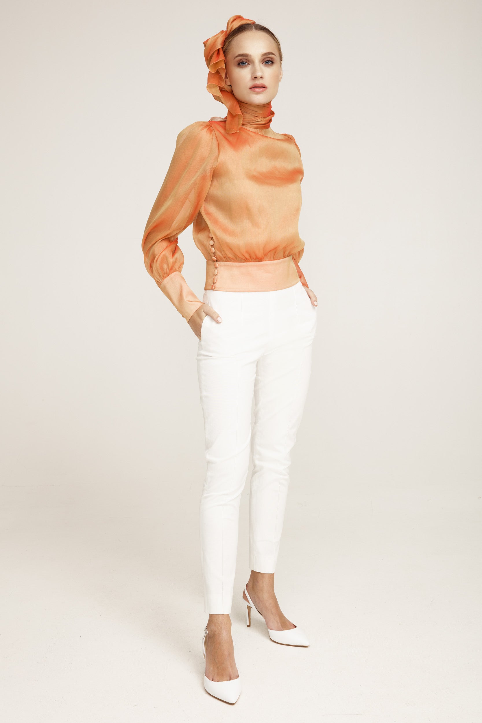 Flawless Orange Bow Blouse