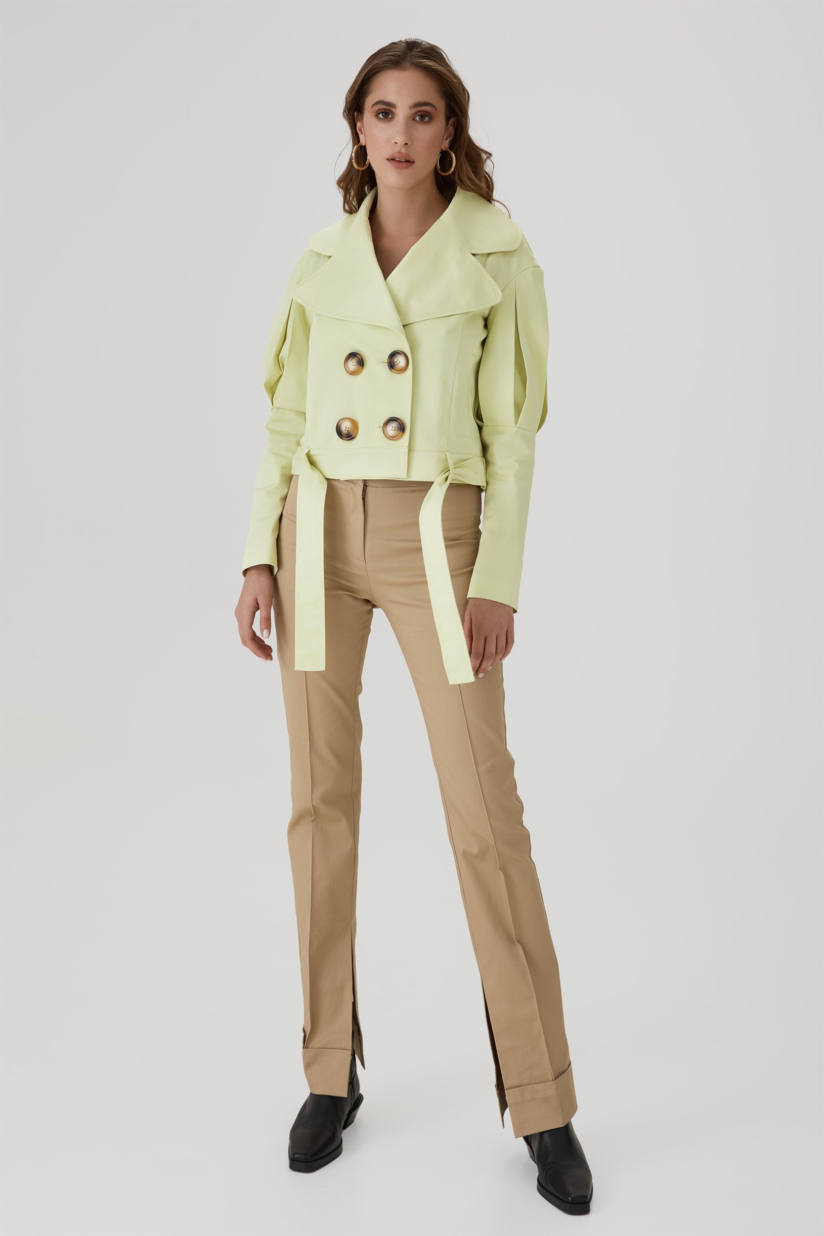 Statement jacket with oversized lapels in yellow
