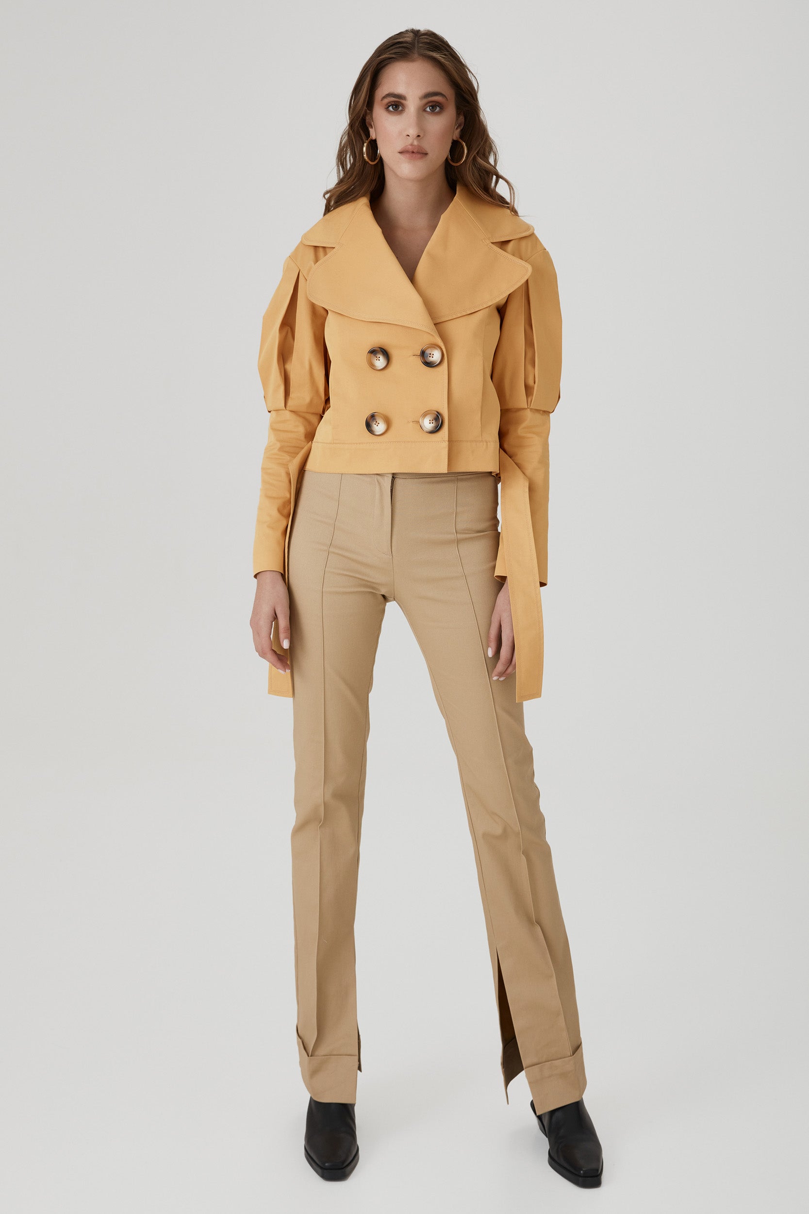 Statement jacket with oversized lapels in  orange