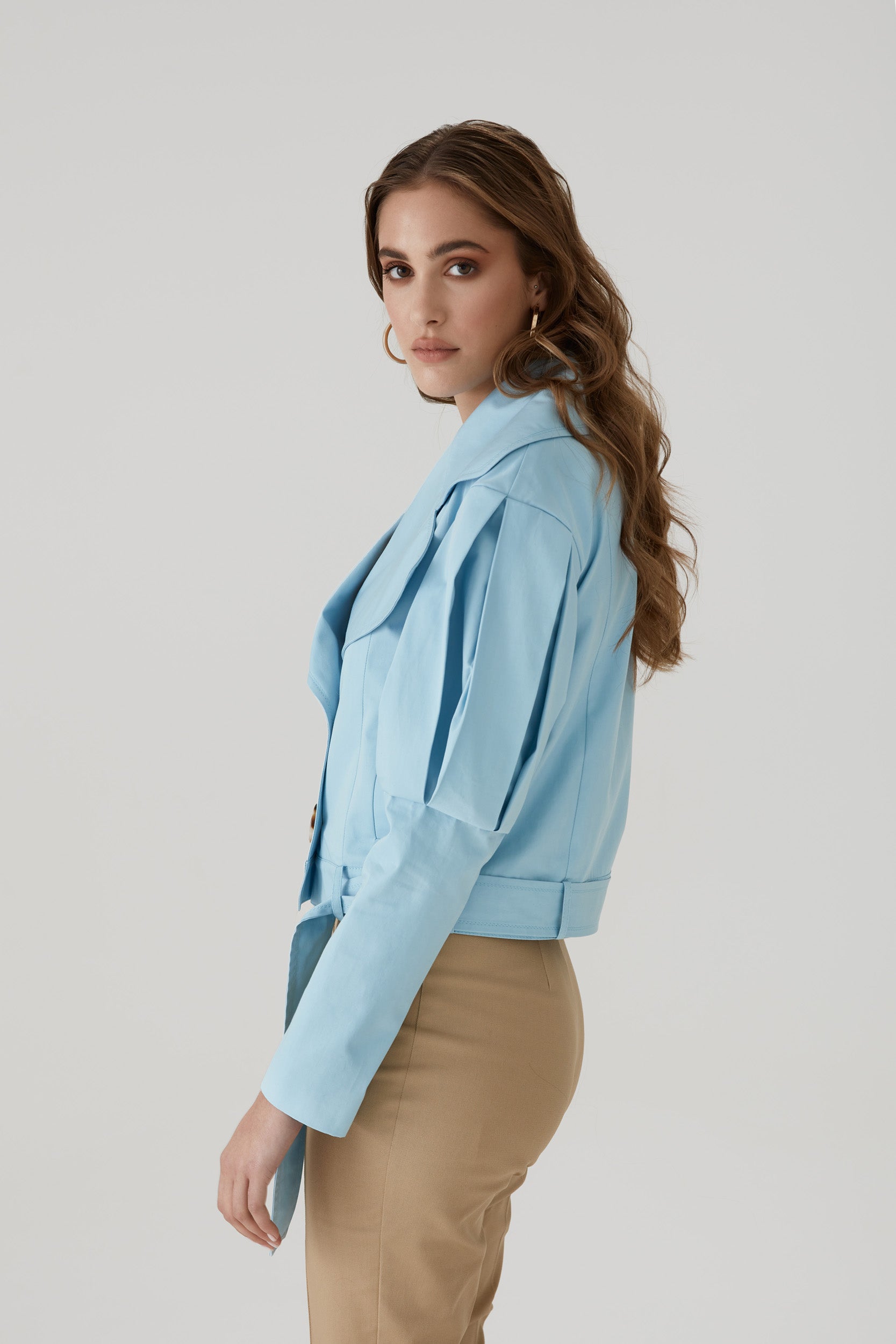 Statement jacket with oversized lapels in  blue