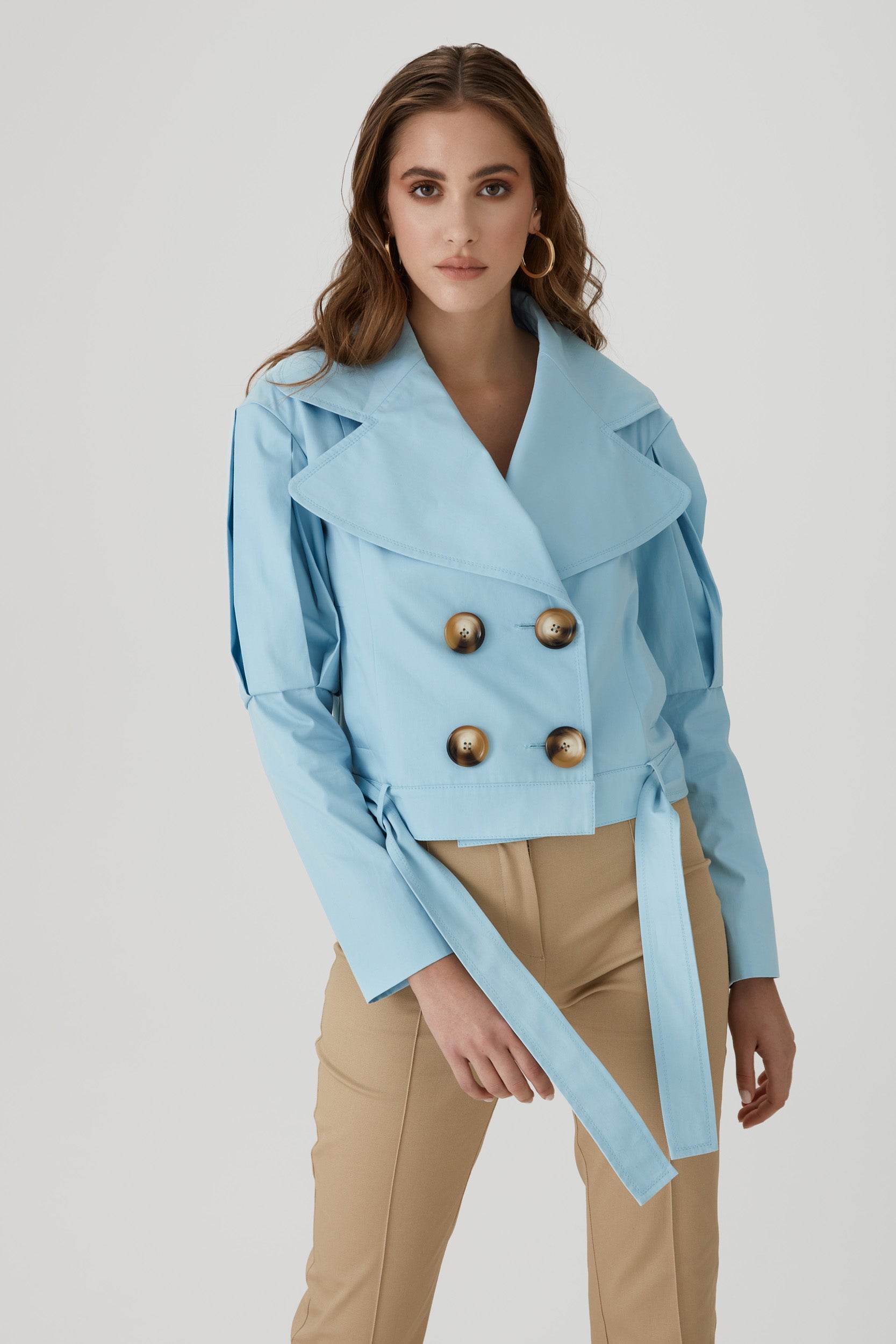 Statement jacket with oversized lapels in  blue