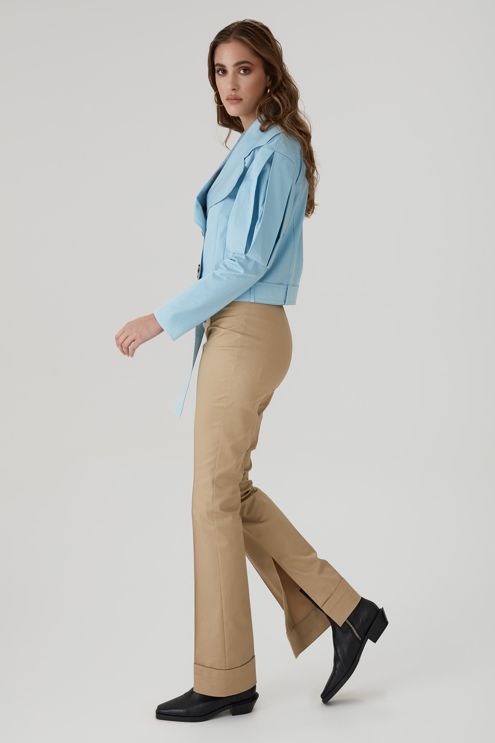 Statement jacket with oversized lapels in  blue