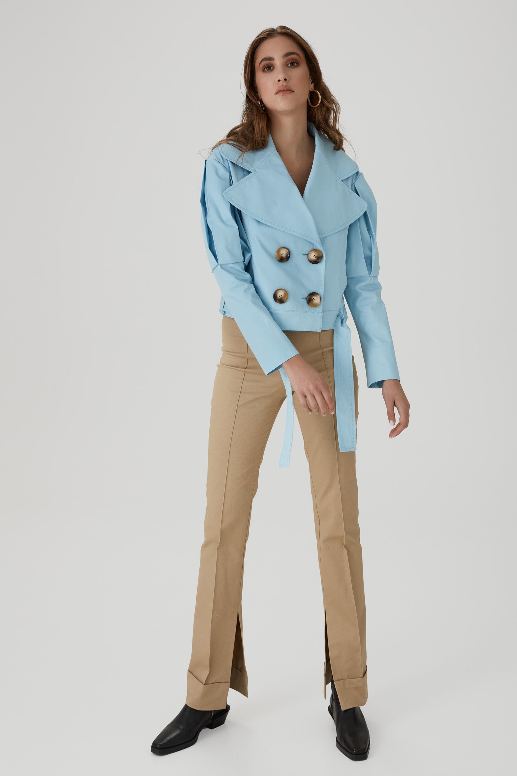 Statement jacket with oversized lapels in  blue