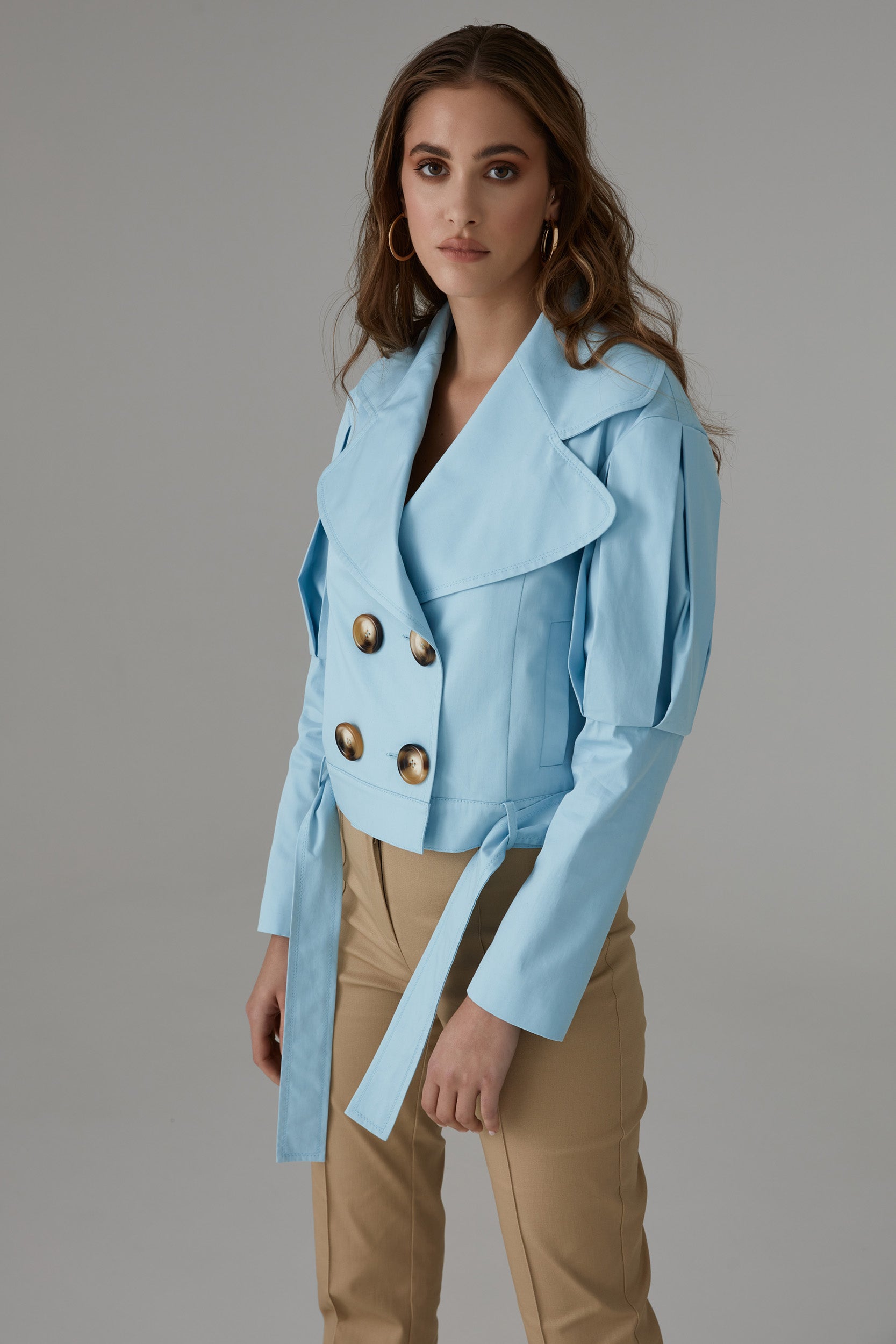 Statement jacket with oversized lapels in  blue