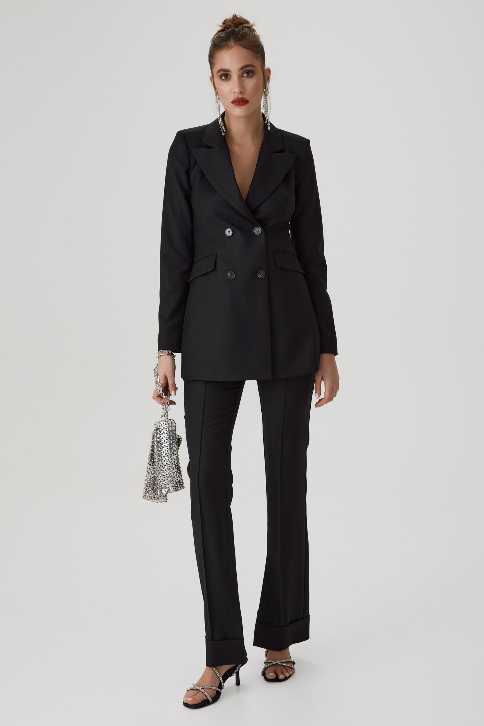Virgin wool tuxedo blazer in black
