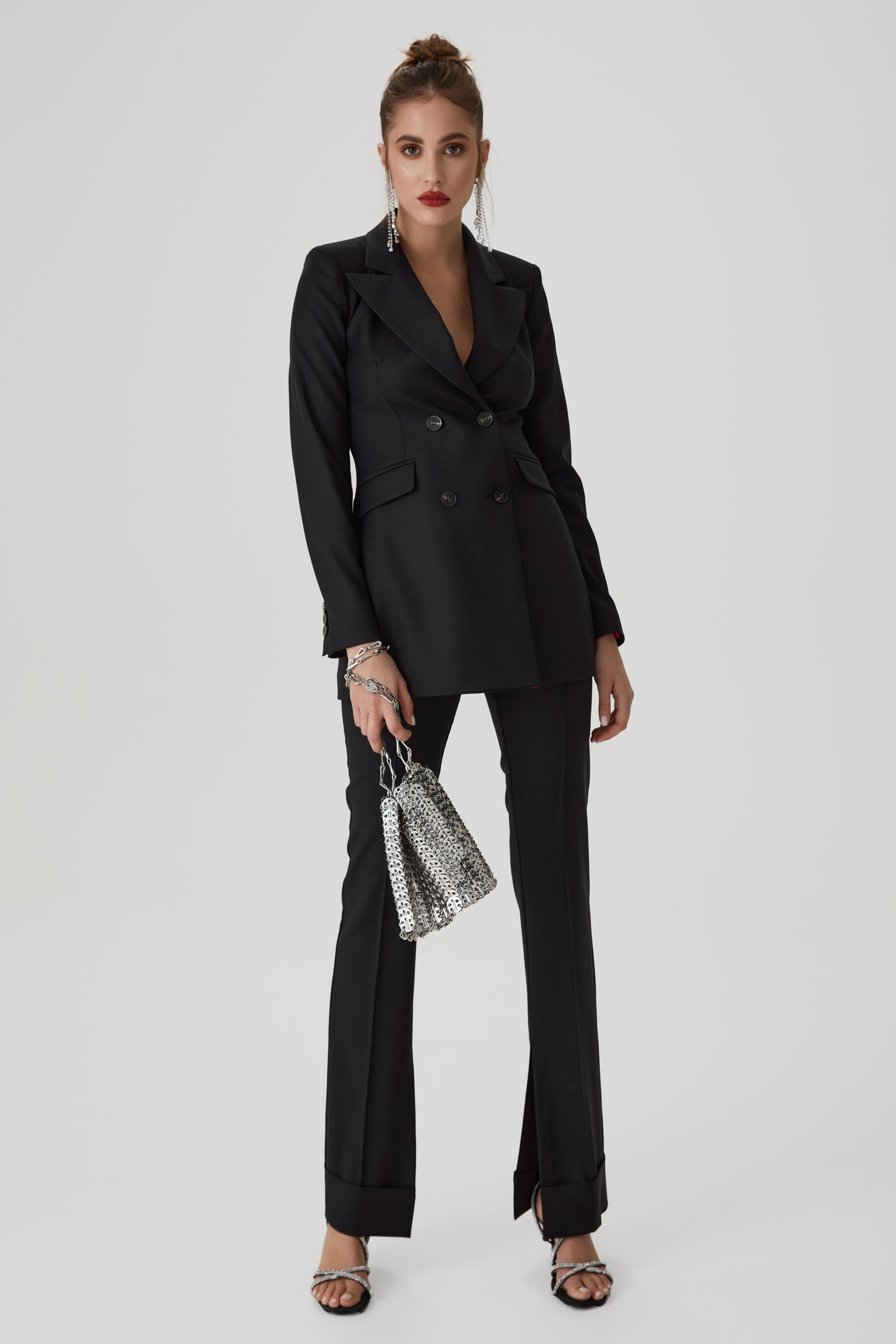 Virgin wool tuxedo blazer in black