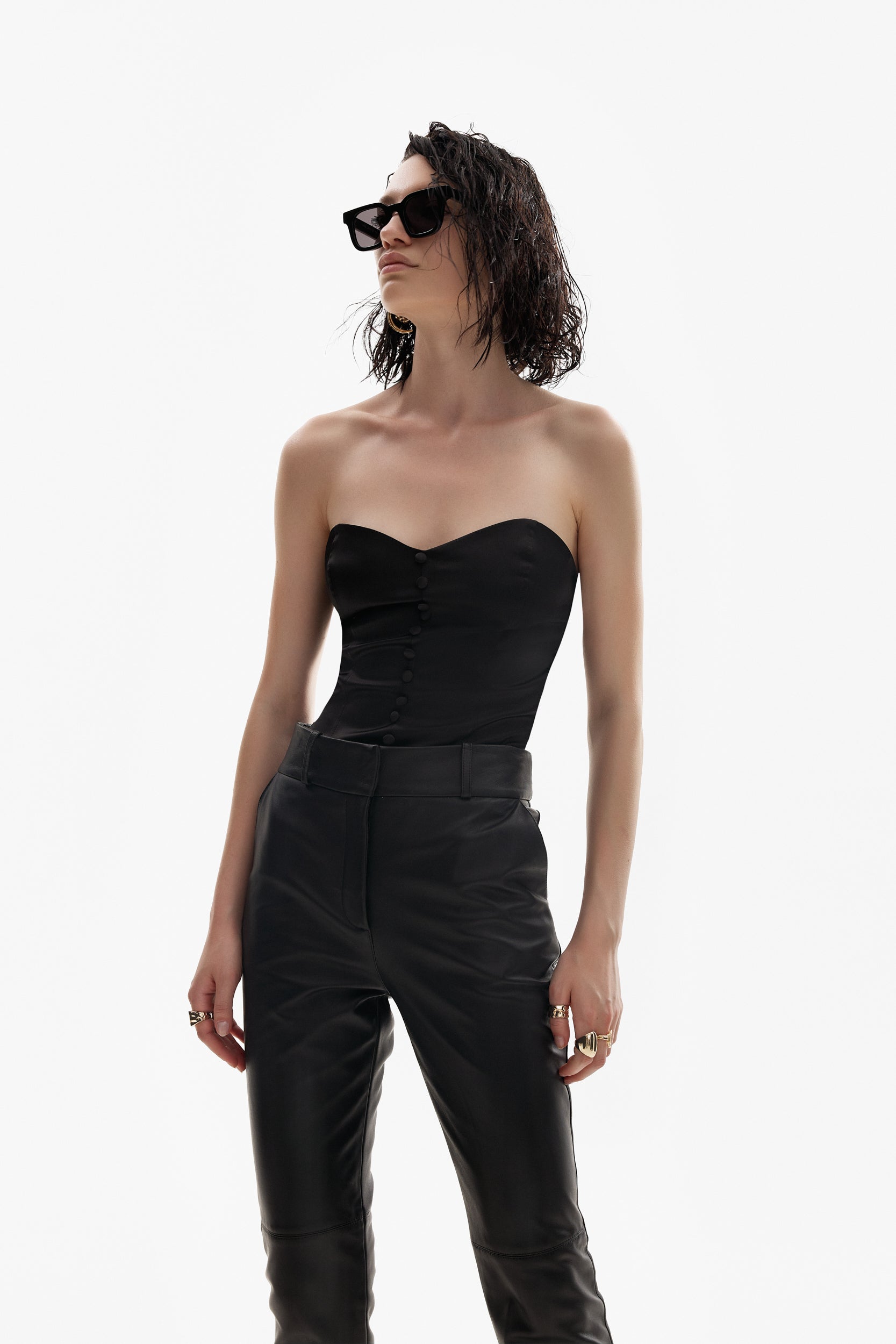 Strapless corset top in black