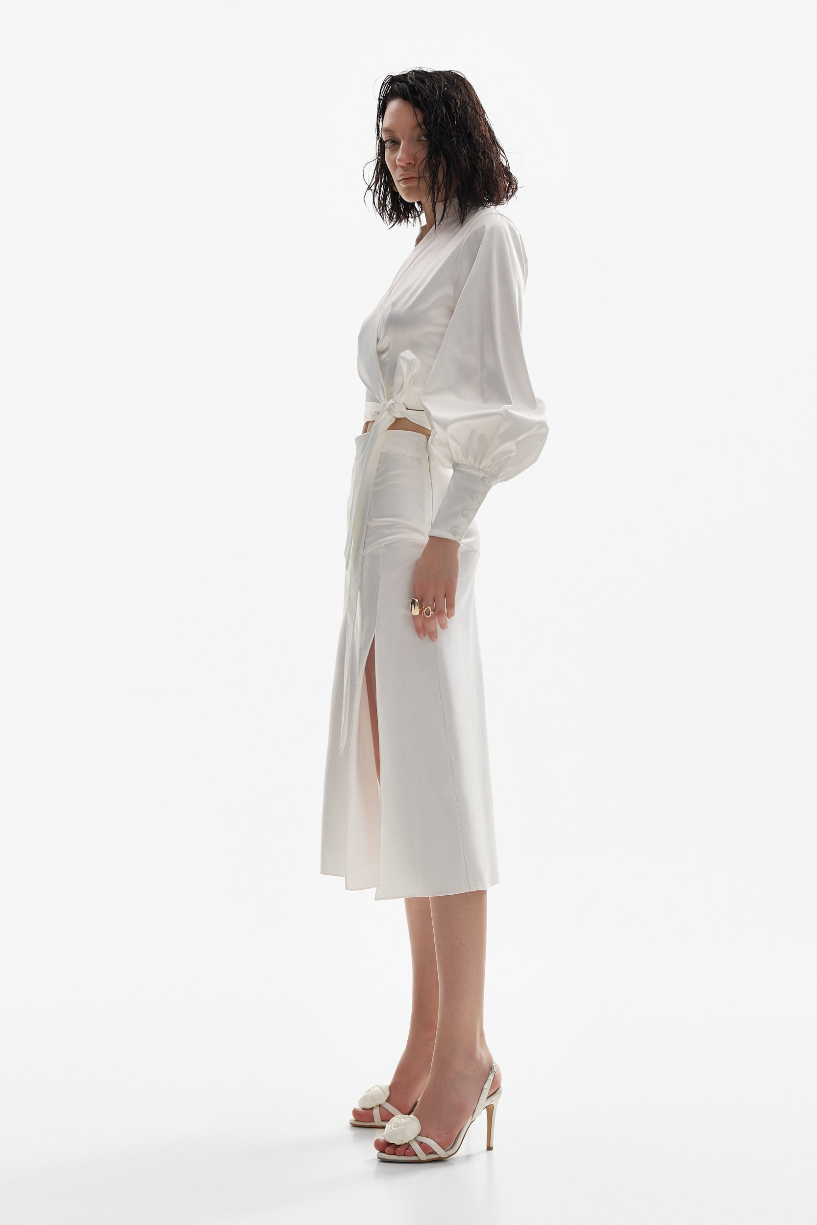 Wrap around blouse in white