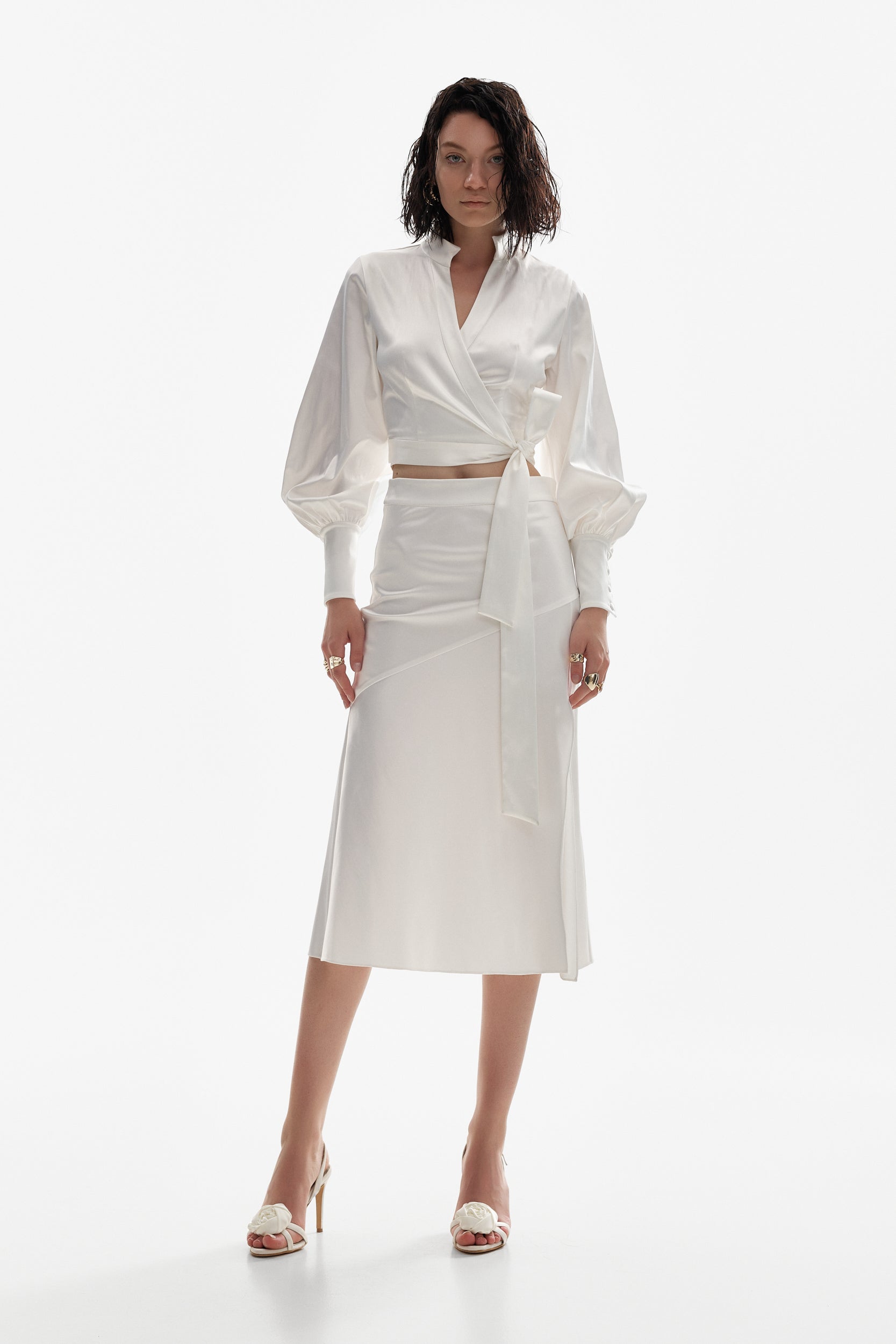 Wrap around blouse in white