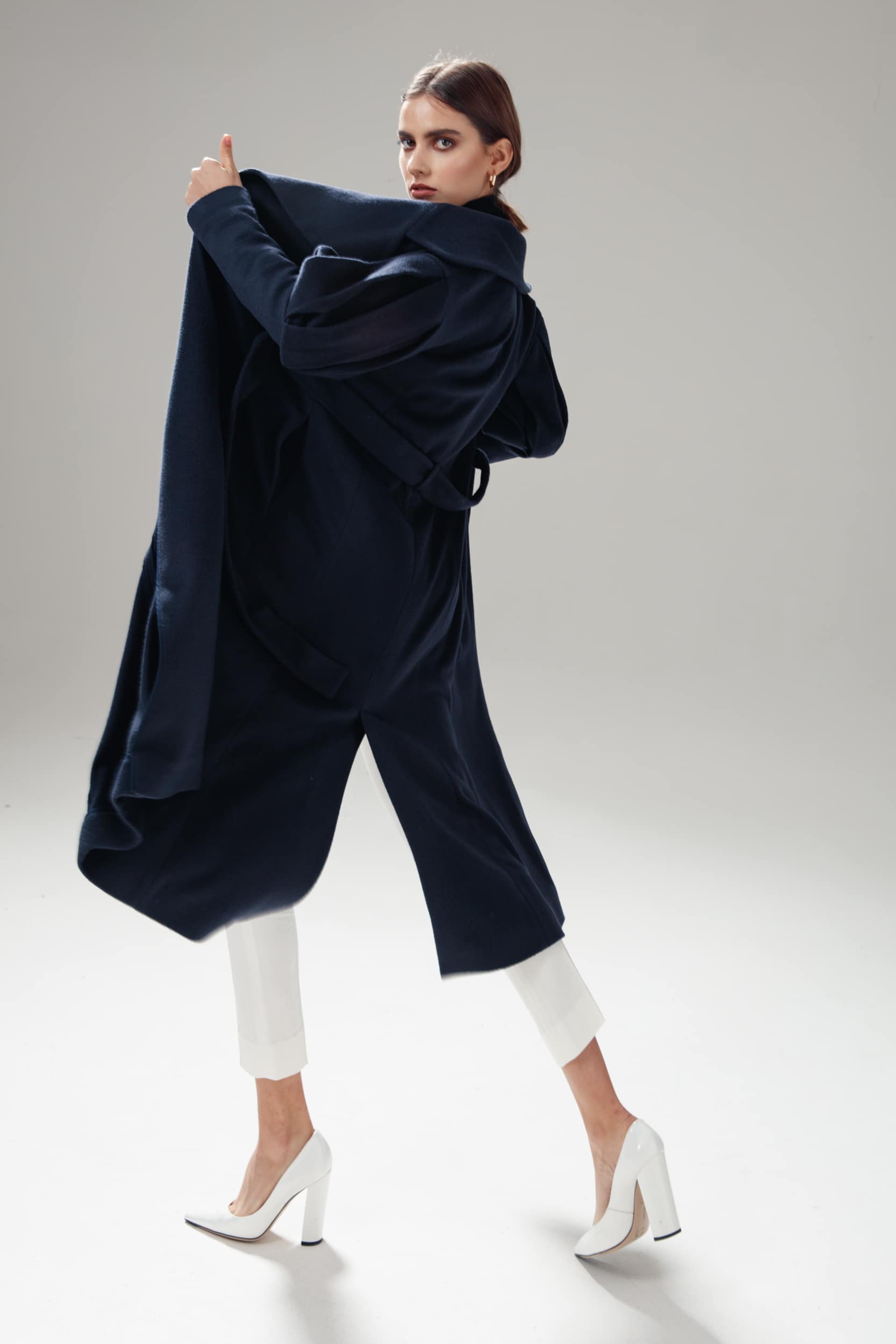 Statement Trench Coat in Navy Blue