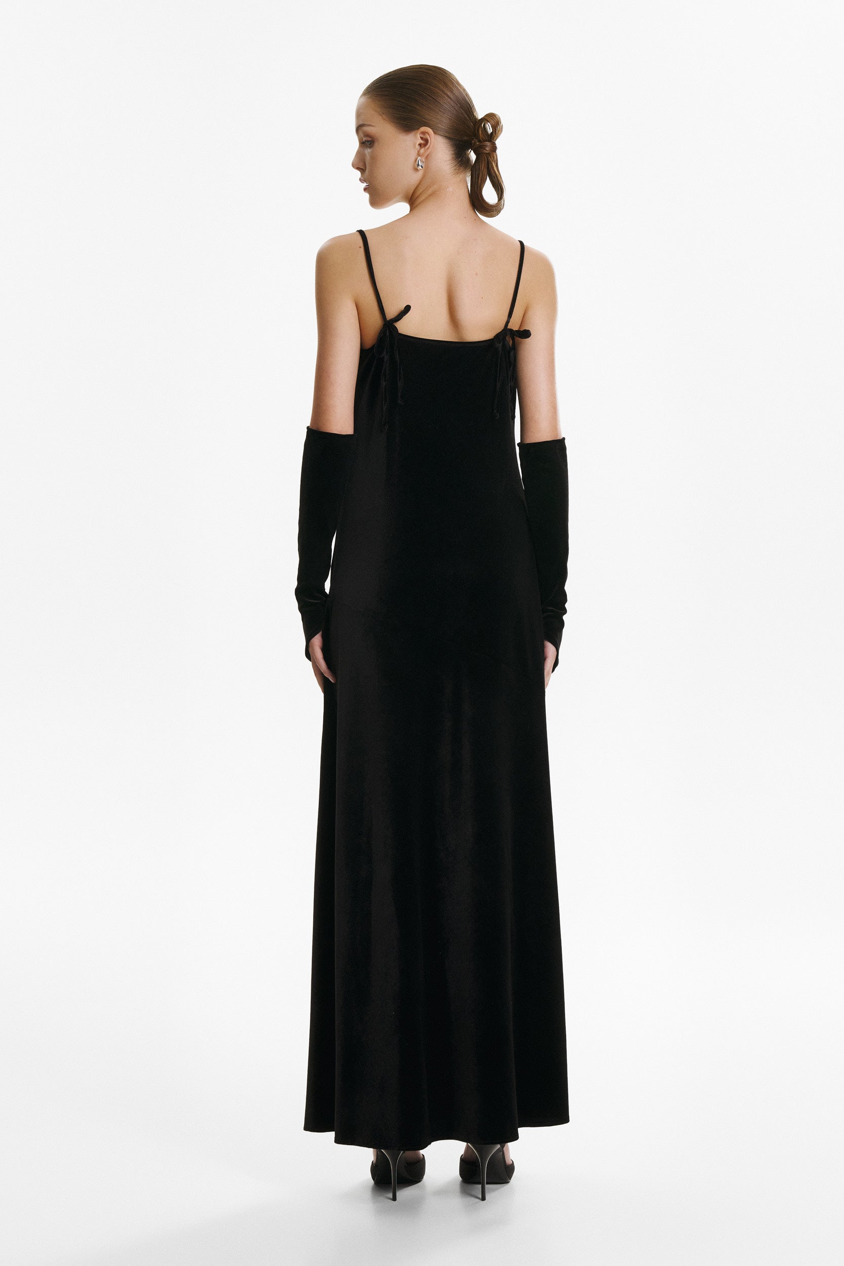 Black velvet maxi dress