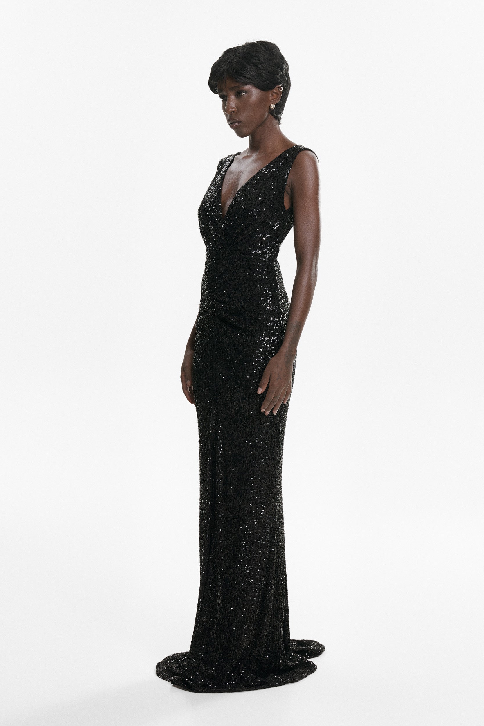 All eyes on you black sequin gown
