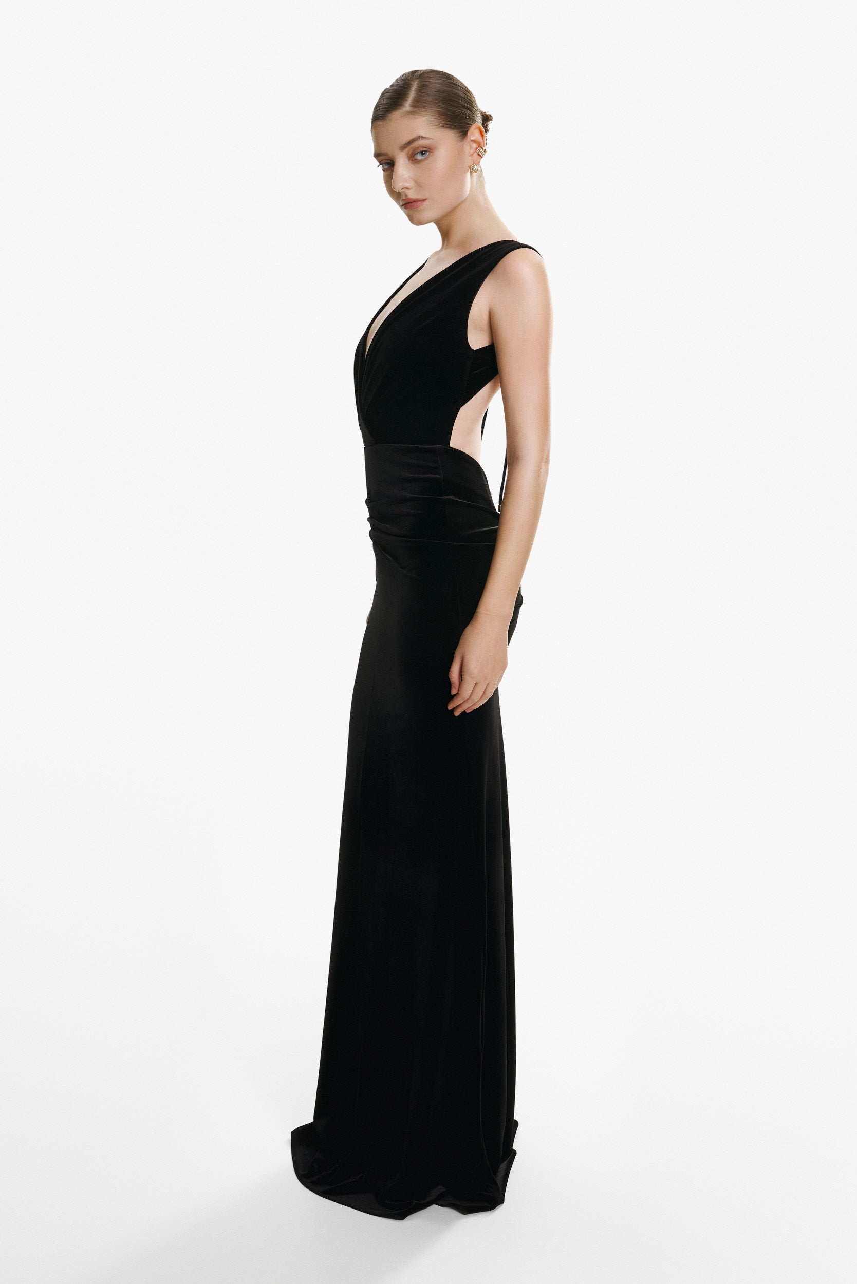 All eyes on you black velvet gown