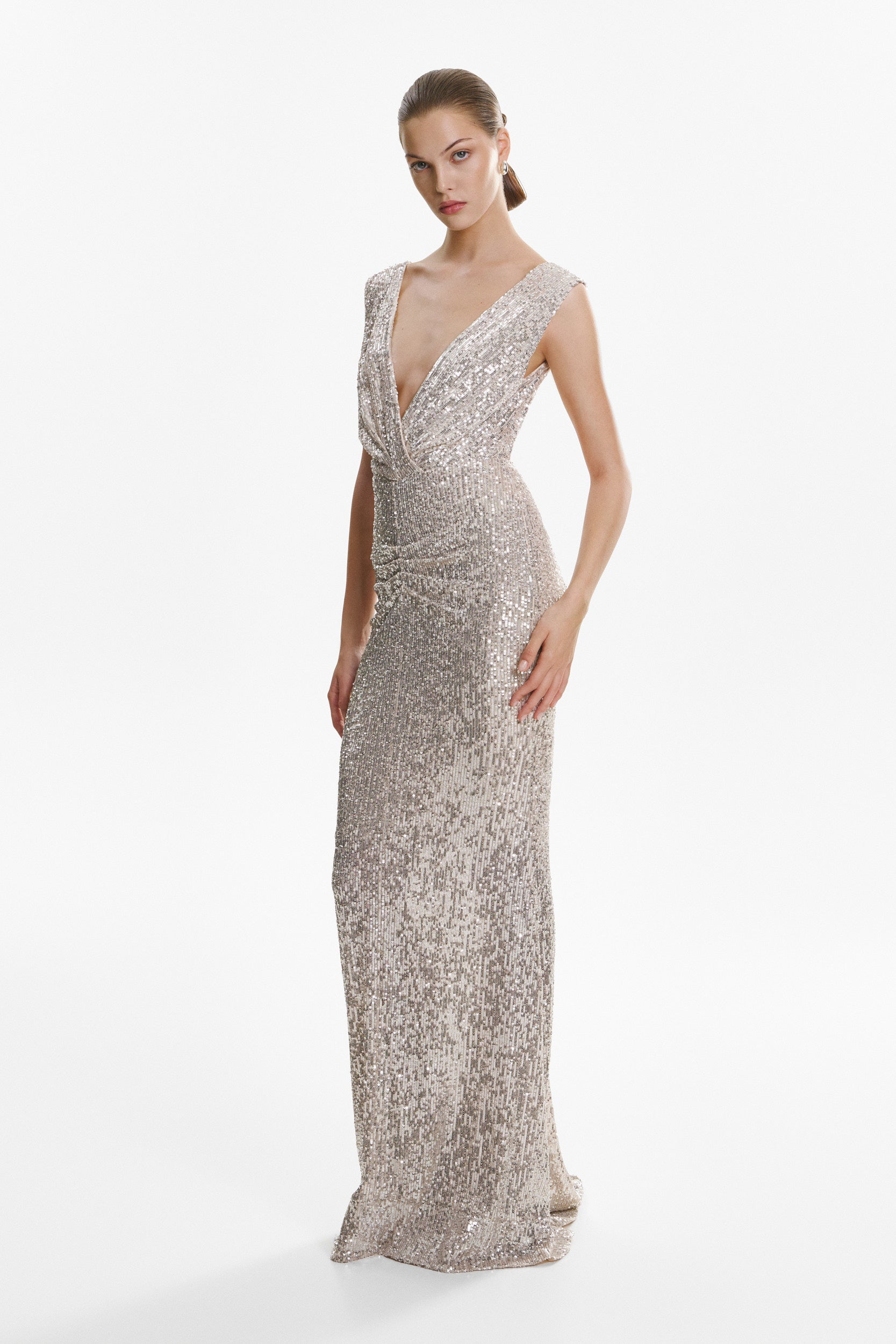 All Eyes On You Silver Sequin Gown