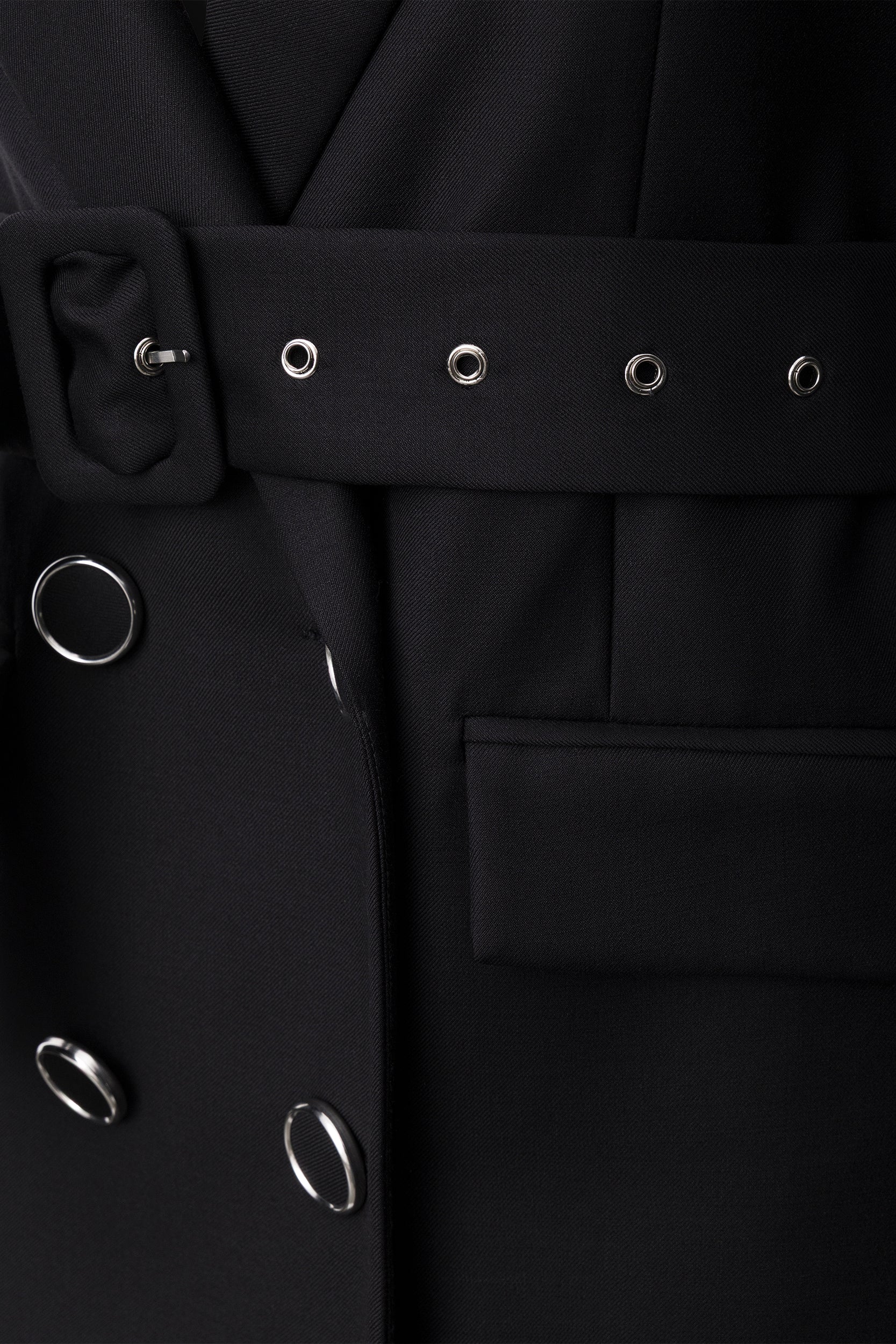 Belted midi trench coat in black