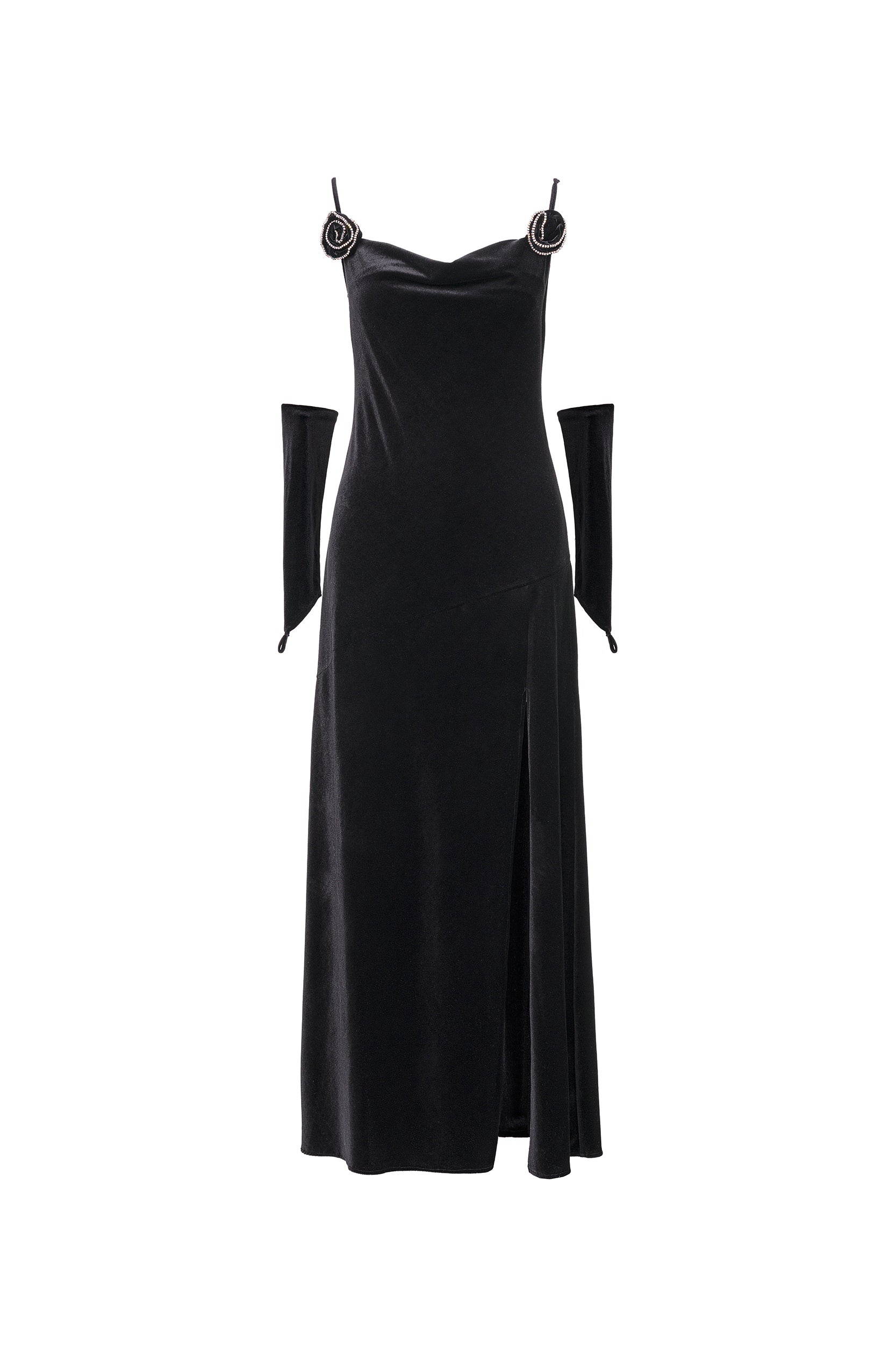 Black velvet maxi dress
