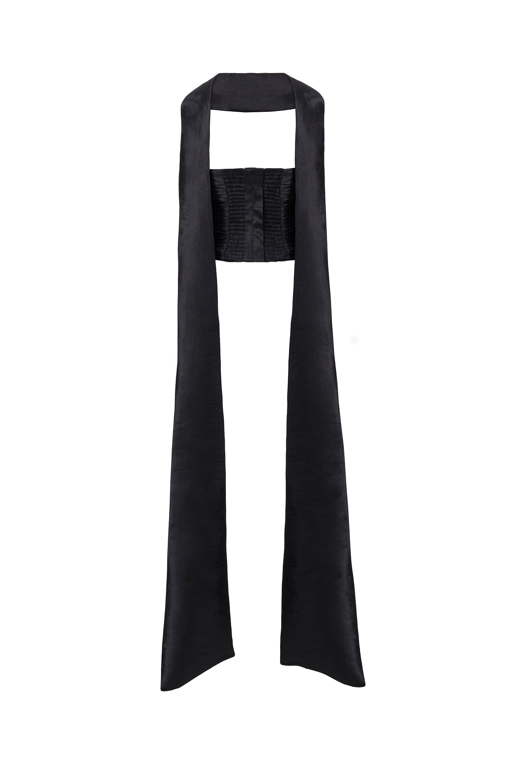Corset top in black taffeta