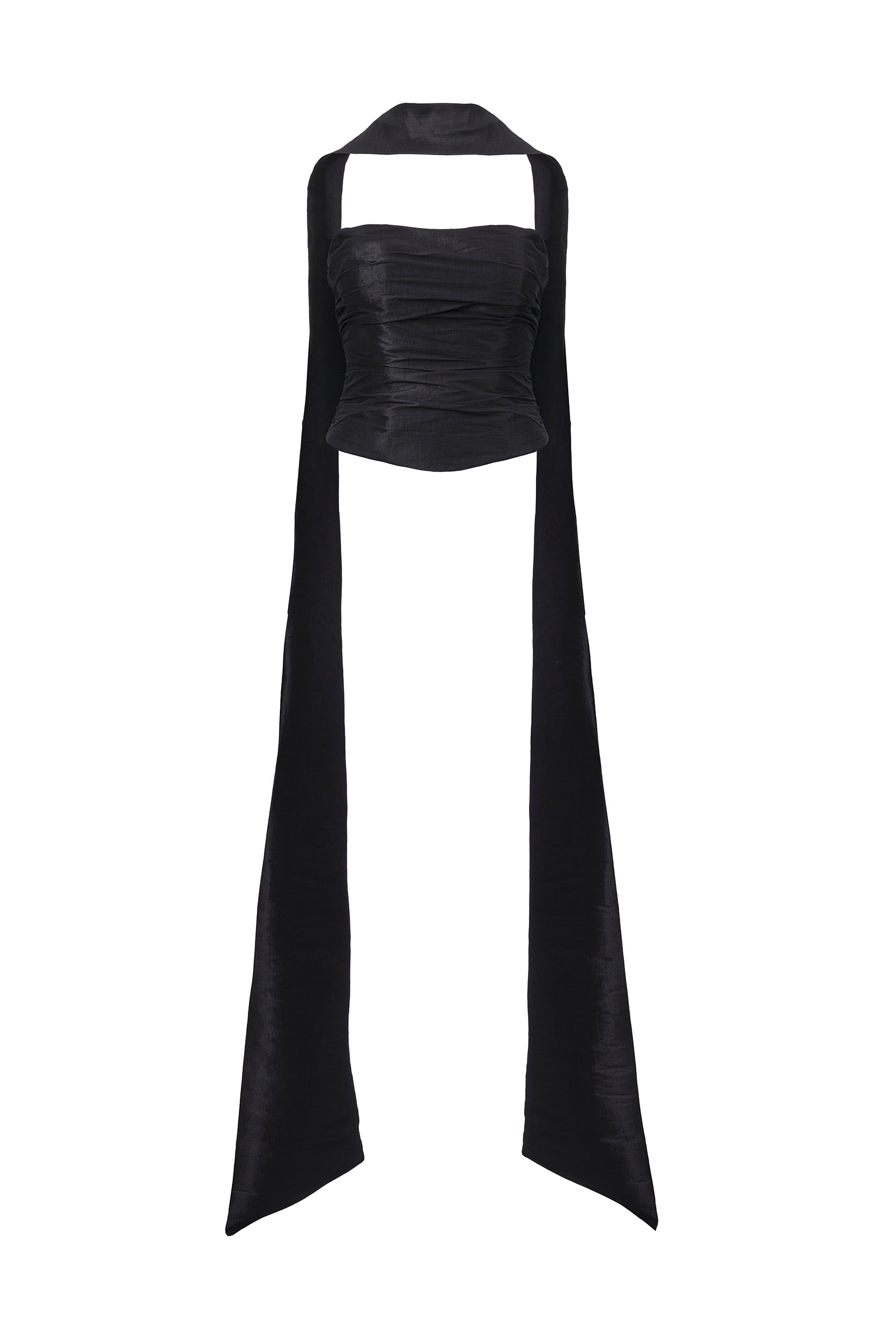 Corset top in black taffeta