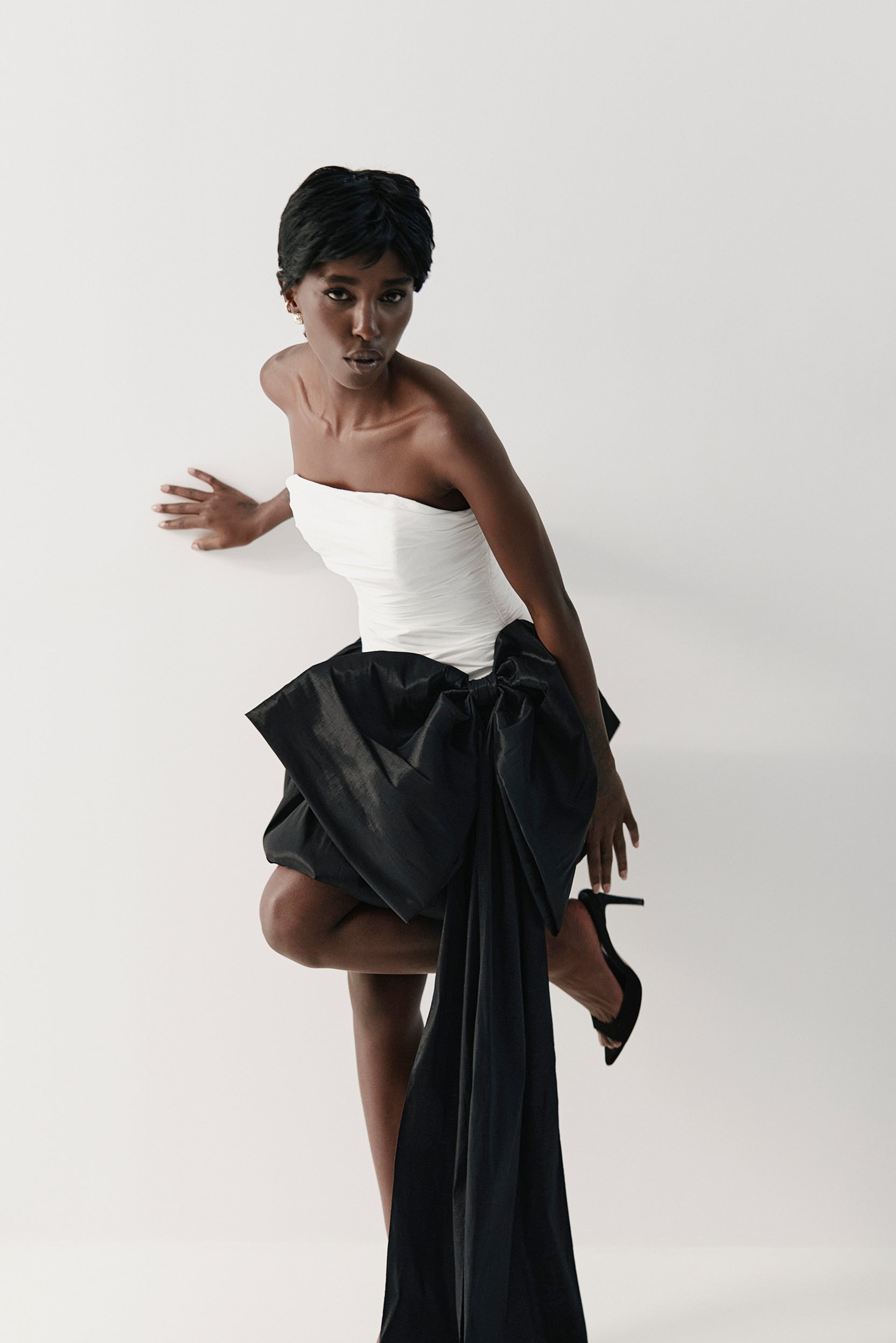 Corset top in white taffeta