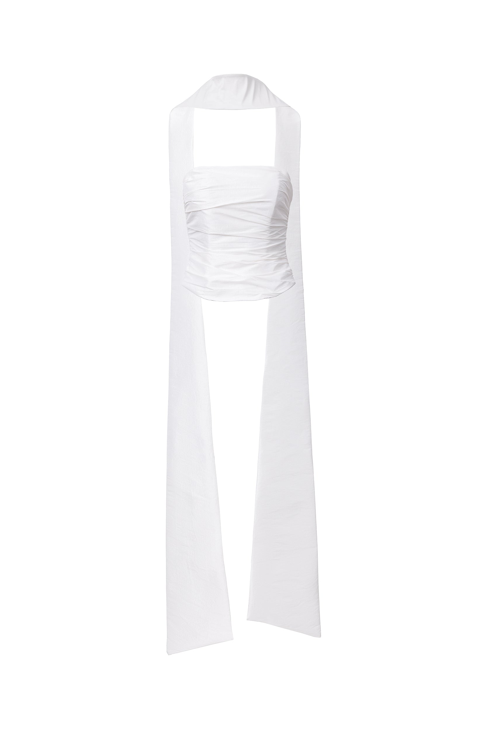 Corset top in white taffeta