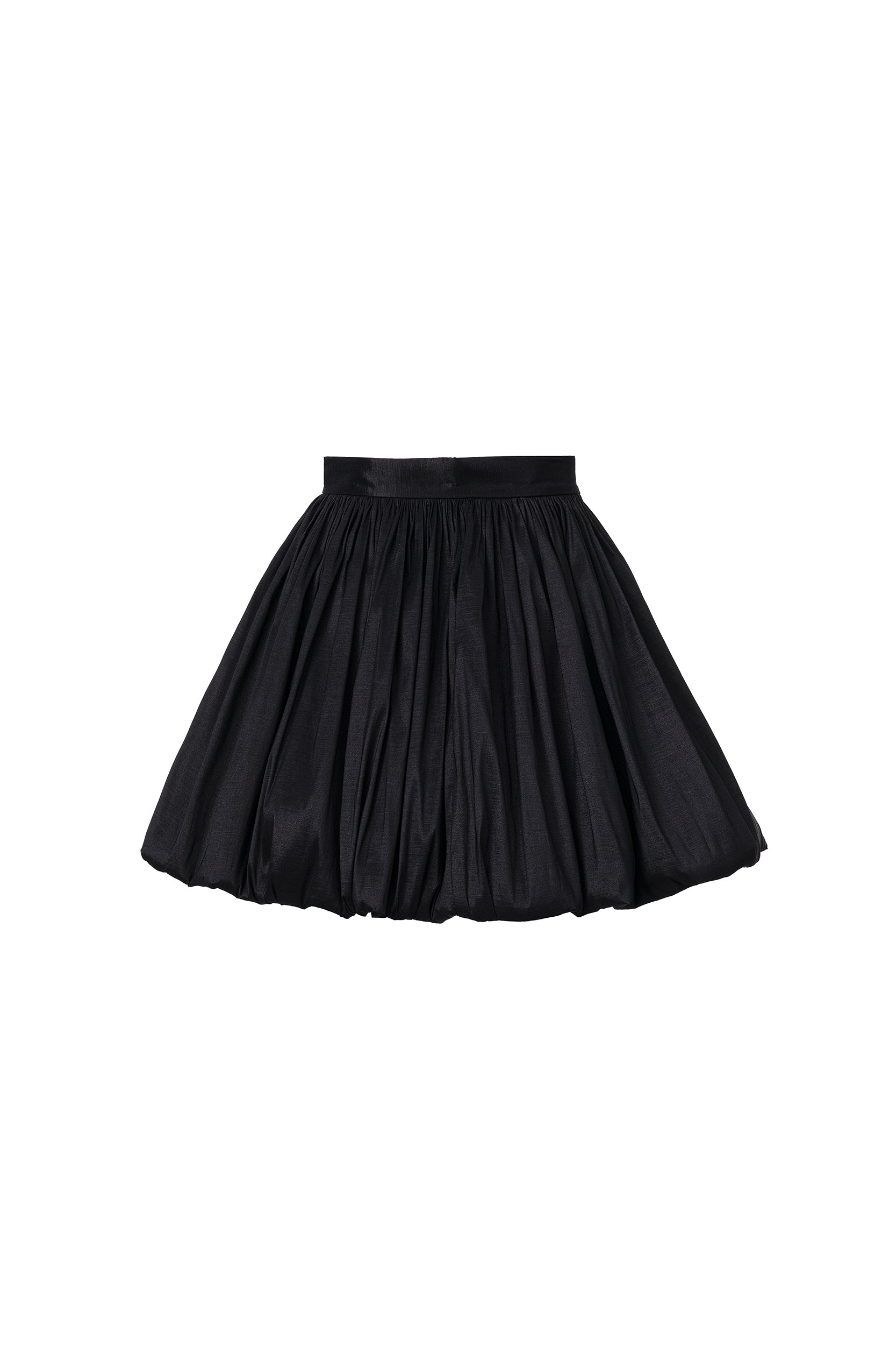 Mini bubble skirt in black taffeta