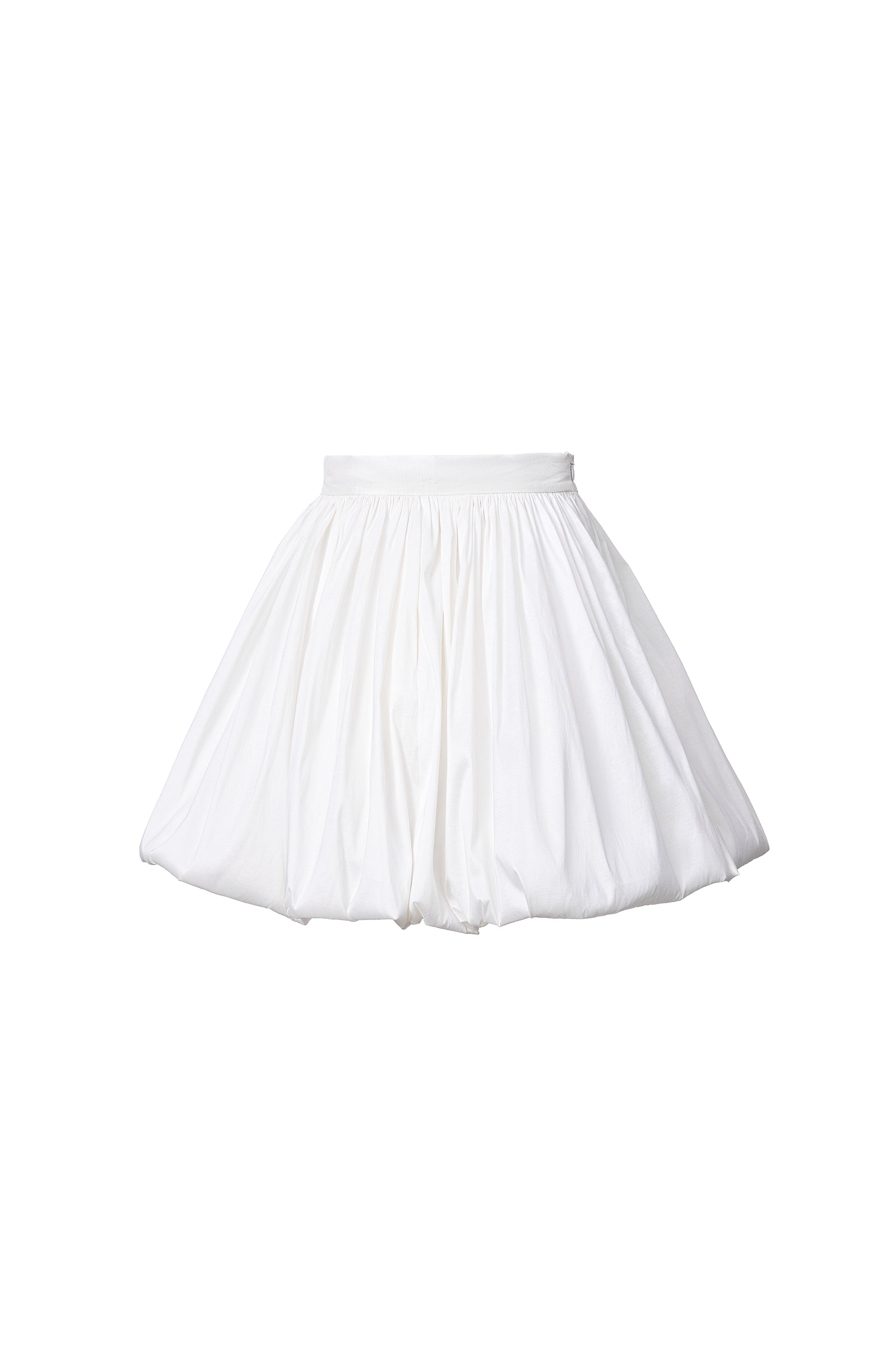 Mini bubble skirt in white taffeta