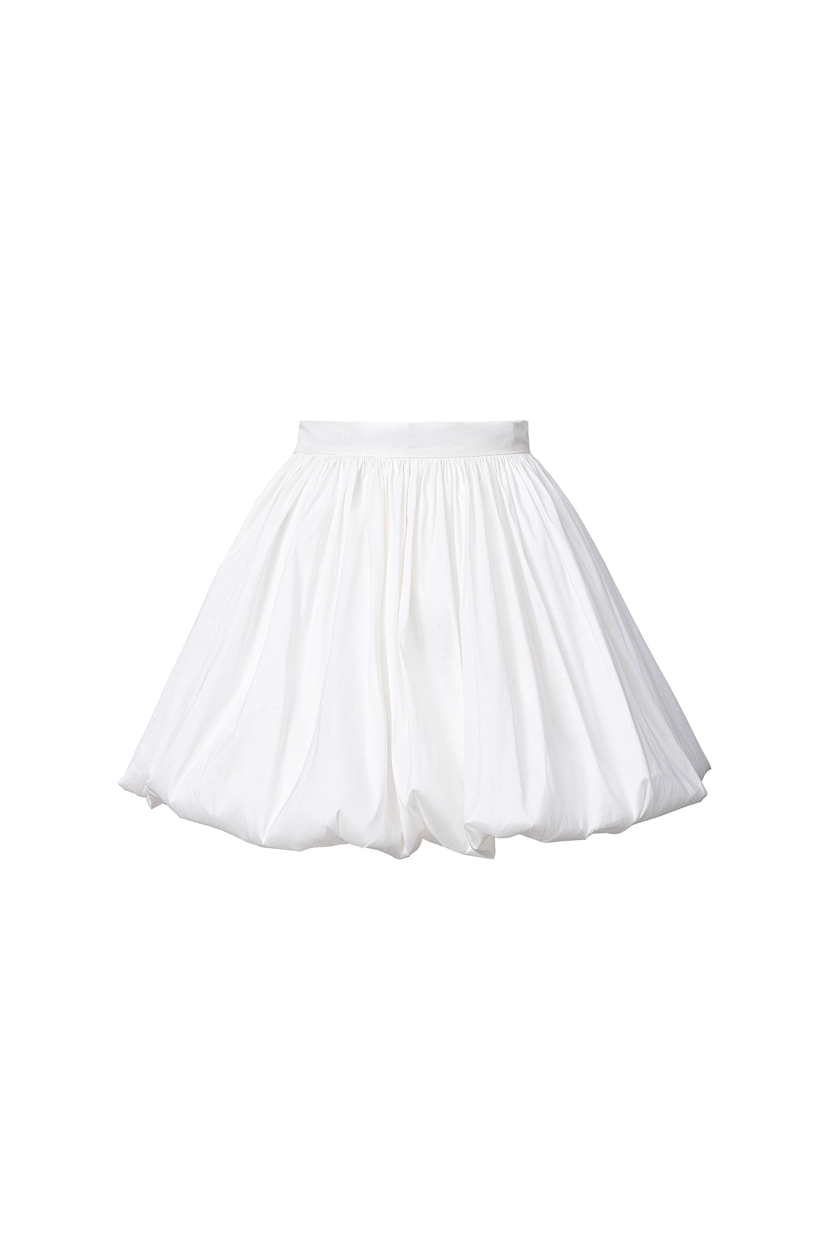Mini bubble skirt in white taffeta