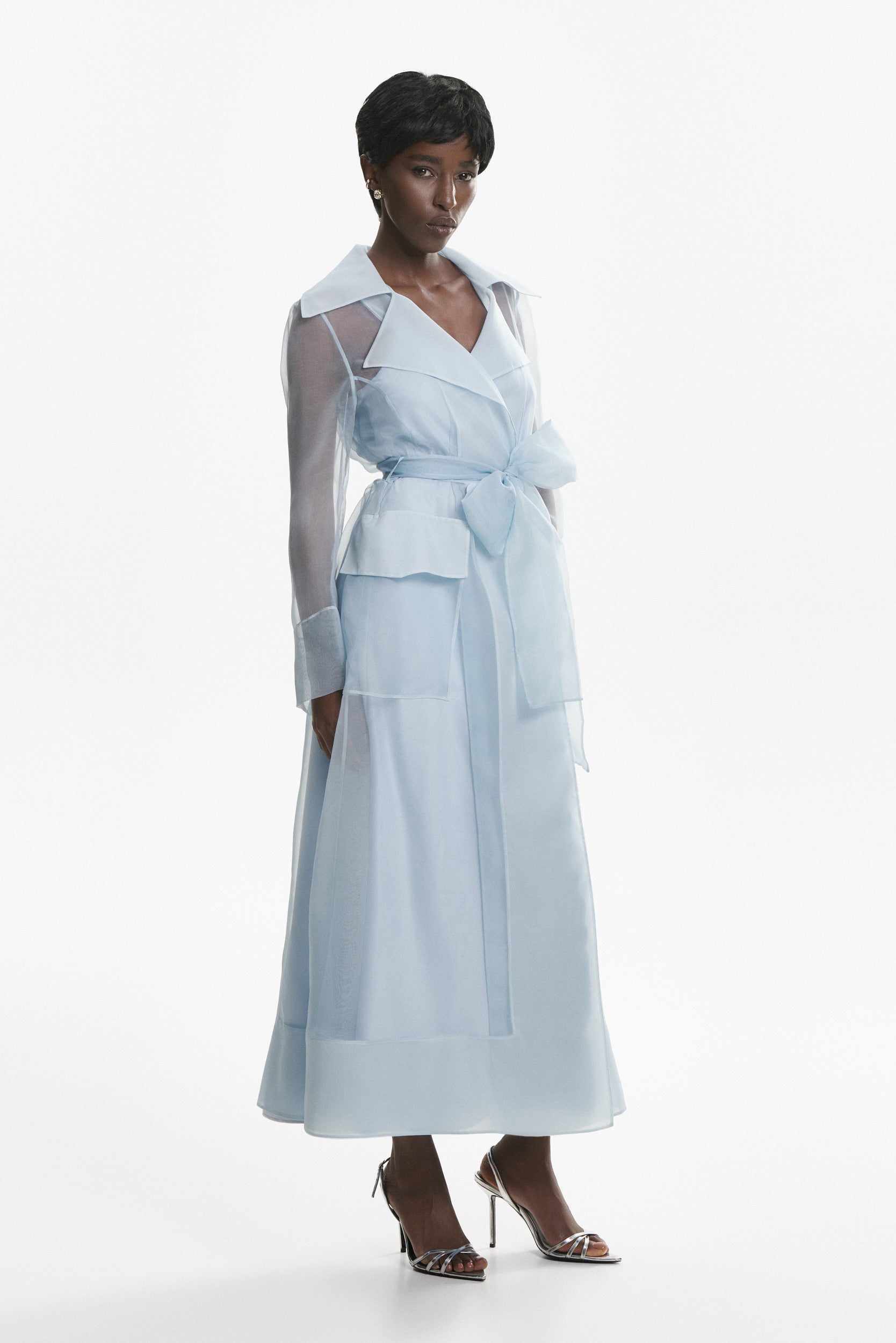 See through blue organza trench dress 32 See through blue organza trench dress 32