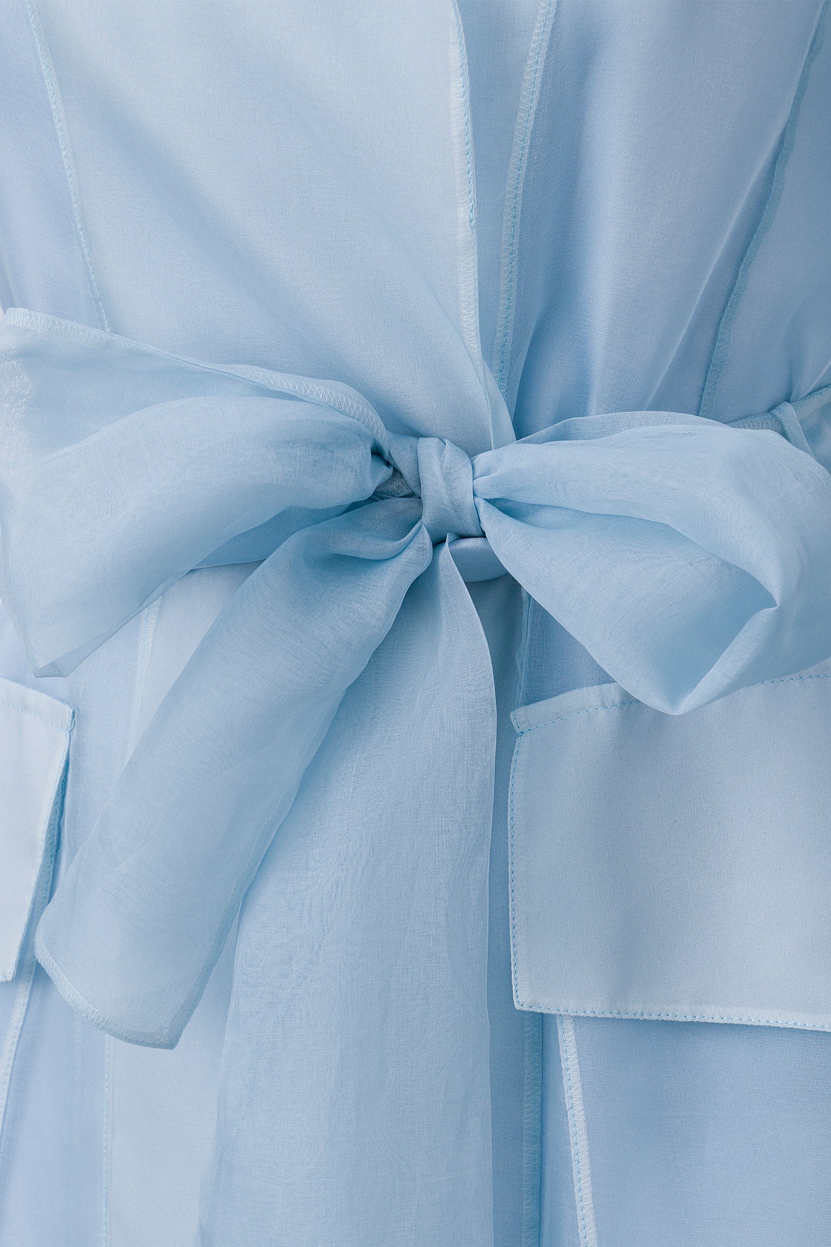 See through blue organza trench dress